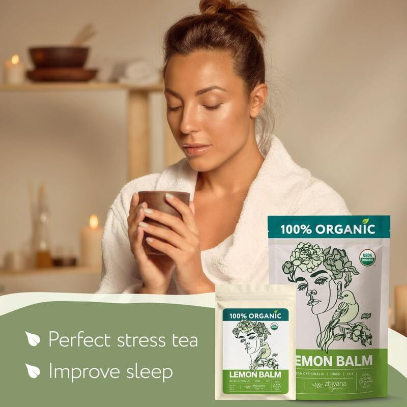 Lemon Balm Tea Organic - Lemon Balm Herb Loose Leaf - Melissa Tea, Tolonjil Tea Organic -- Anti Stress, Sleep, Blood Pressure, Digestion - 4 Oz