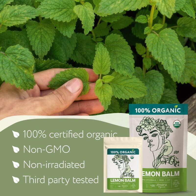 Lemon Balm Tea Organic - Lemon Balm Herb Loose Leaf - Melissa Tea, Tolonjil Tea Organic -- Anti Stress, Sleep, Blood Pressure, Digestion - 4 Oz