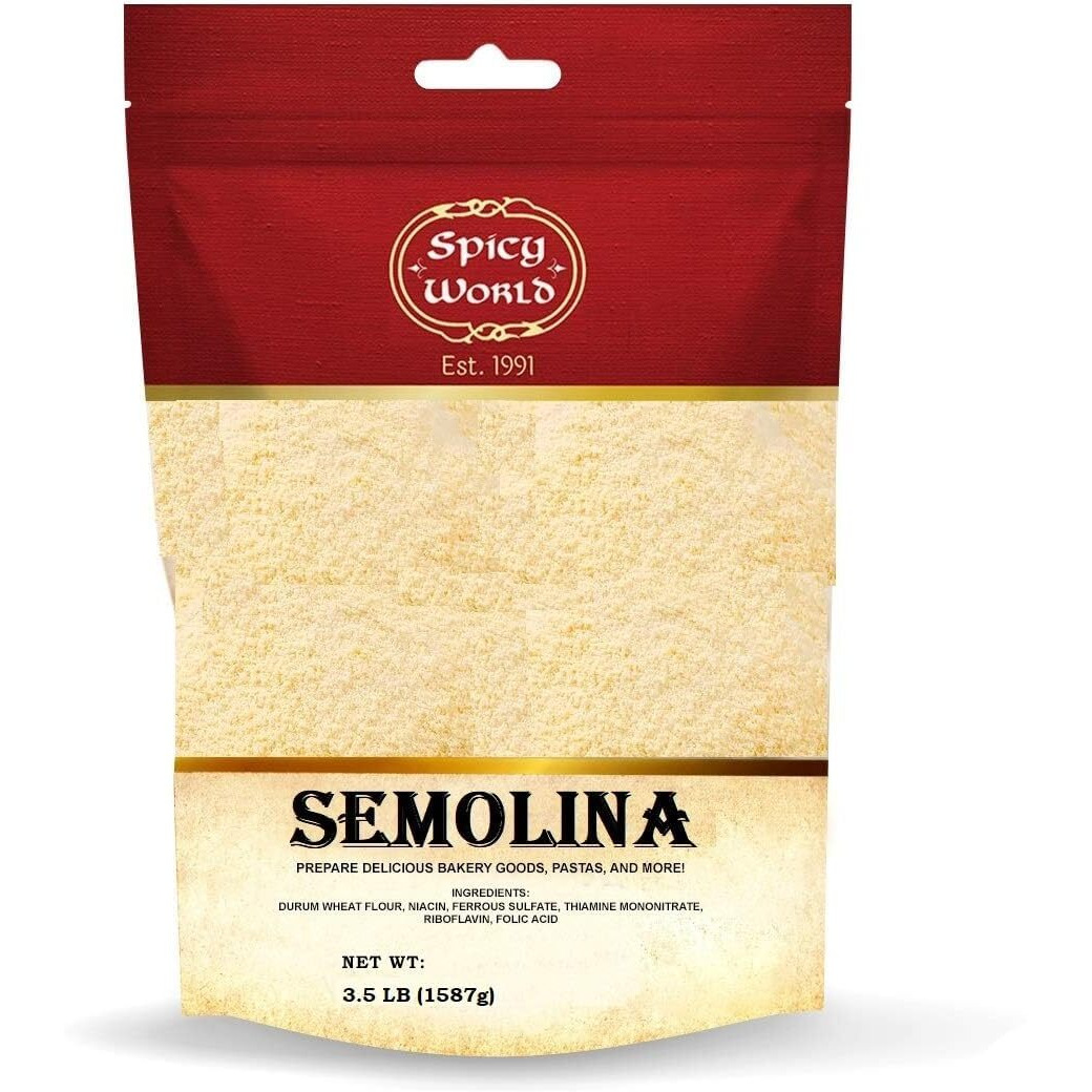 Spicy World Semolina Flour 3.5 Lb | Usa Grown Semolina Flour For Pizza, Fine Semolina Flour For Pasta, And Bread Making | Fine Ground, Bulk Yellow Durum Semola Flour For Pizza Peel