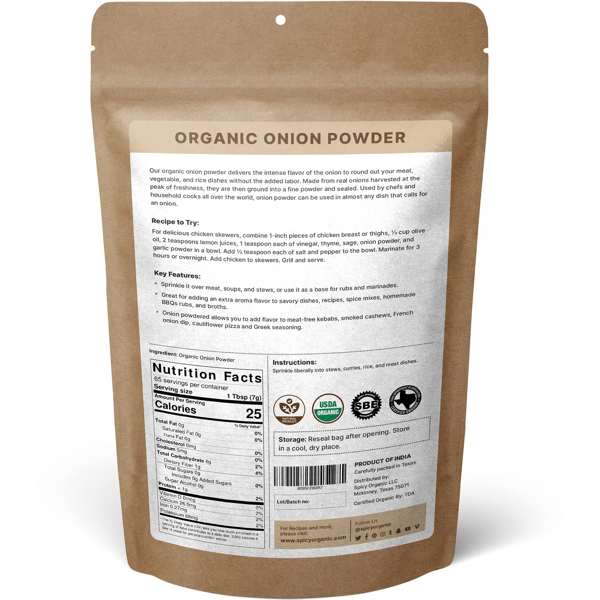 Spicy Organic White Onion Powder - 5 Lbs (80 Oz.) - Certified Usda Organic - The Ultimate Organic Seasoning For Cooking