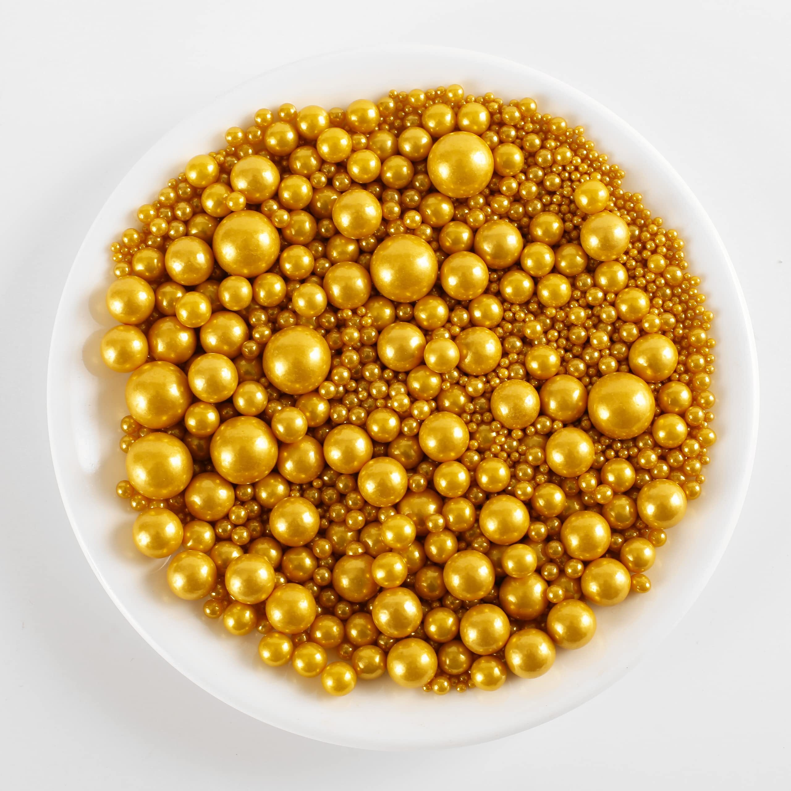Kasvan Gold Pearl Sugar Sprinkles - Edible Candy Pearls 130G/4.58 Oz, Mix Size, Baking Cake Decorations, Ice Cream Toppings And Cookie Decorating, Wedding Party Chirstmas Supplies