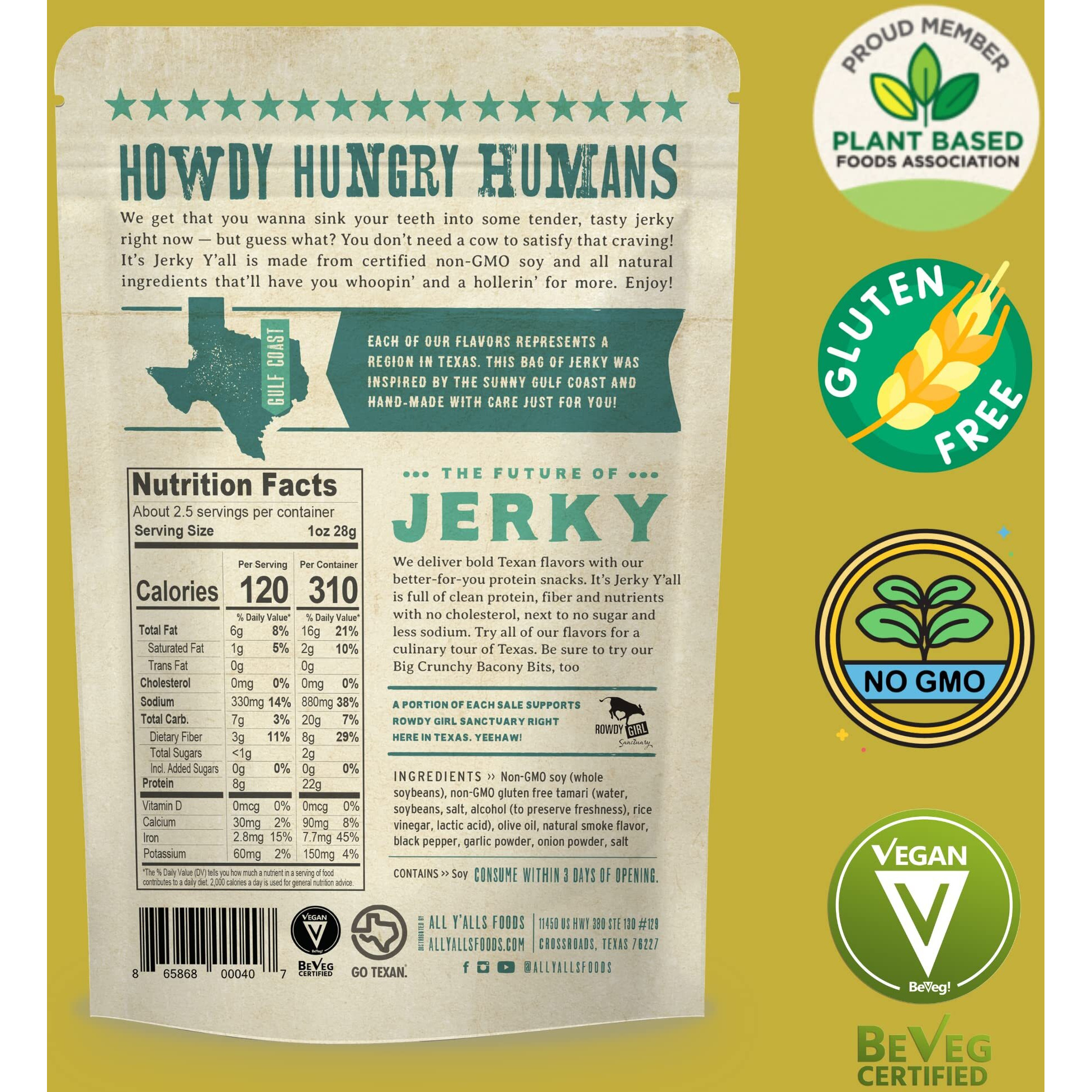 It's Jerky Y'All Vegan Jerky Sea Salt & Pepper - Beyond Tender And Tasty Vegan Snacks - High Protein, Low Carb, Non-Gmo, Gluten-Free, Vegetarian, Whole30 (2-Pack)