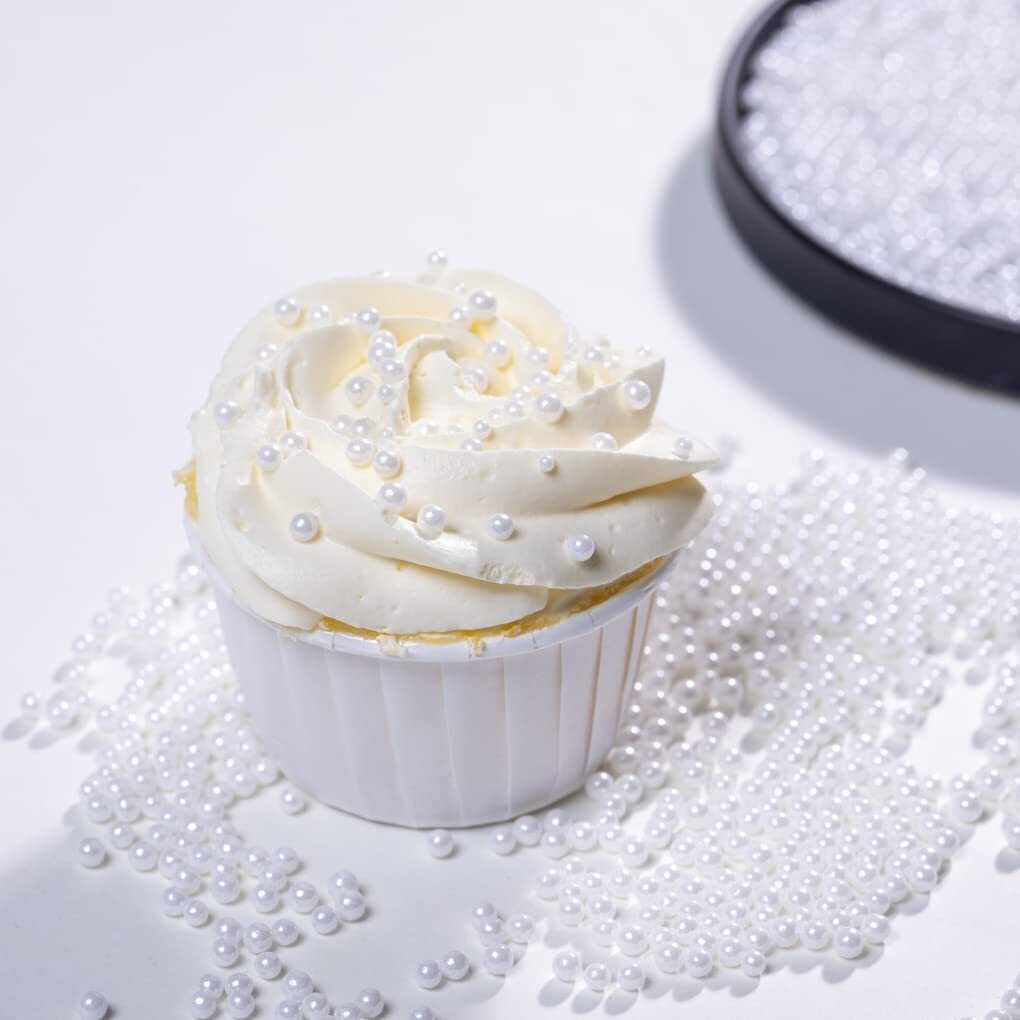 White Sprinkles Edible Pearl, 4Mm Cake Sprinkles,Cookie Sprinkles,Sugar Pearl, Edible Candy Pearls 130G 4.6Oz For Cake Cupcake Decorationg (4Mm-White)