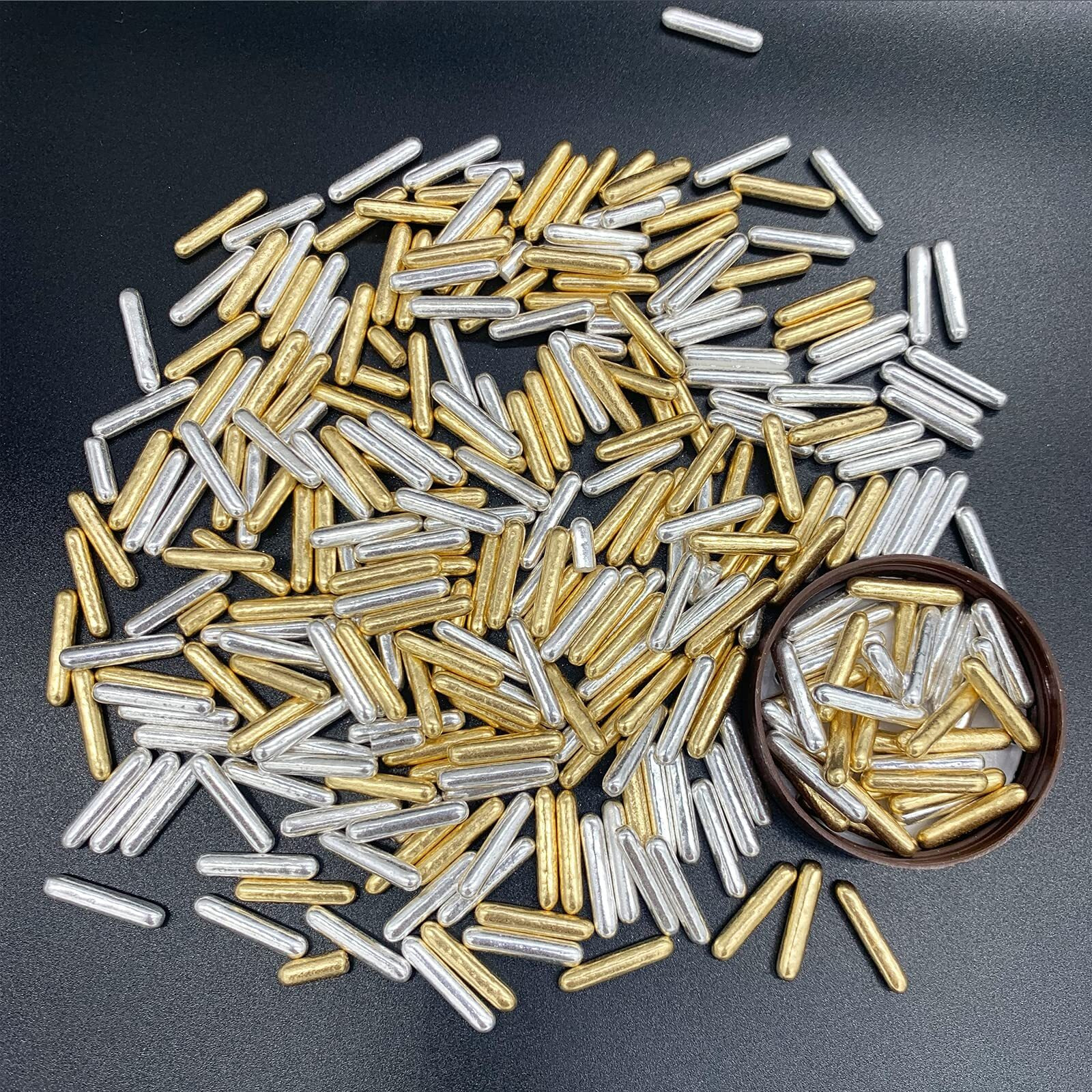 Weraru Gold Silver Pearl Sugar Sprinkles Candy Baking Cake Decorations Cupcake Toppers Cookie Decorating Celebrations Wedding Shower Party Chirstmas Supplies 130G/ 4.6Oz