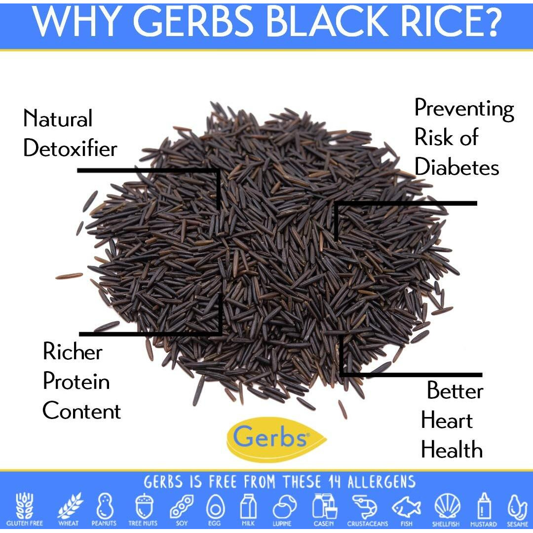 Gerbs Wild Black Rice 4 Lbs. | No Additives, Resealable Bag | Naturally Nutty & Chewy | Top 14 Allergen-Free