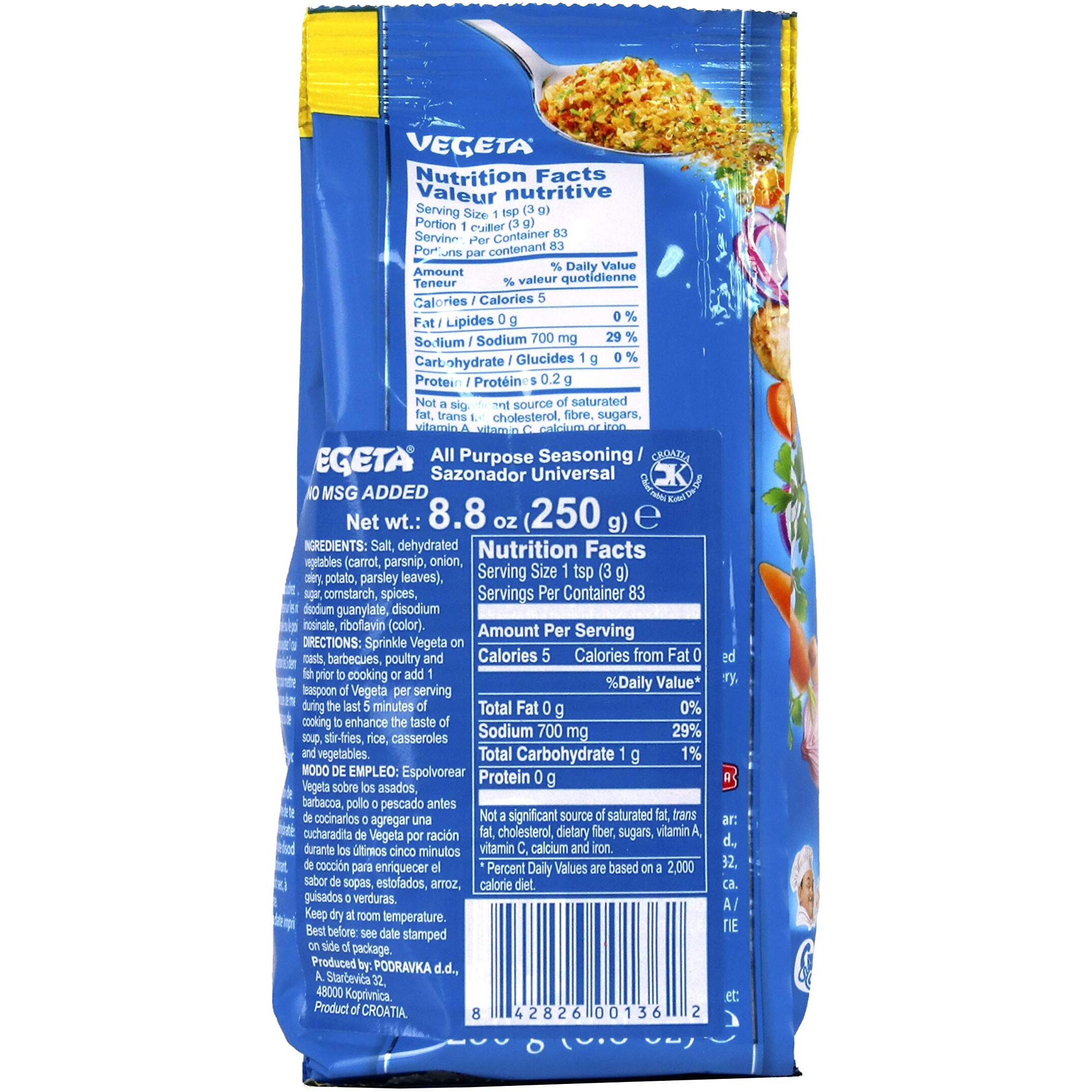 Podravka Vegeta All Purpose Seasoning No Msg 8.8 Oz (250 G)