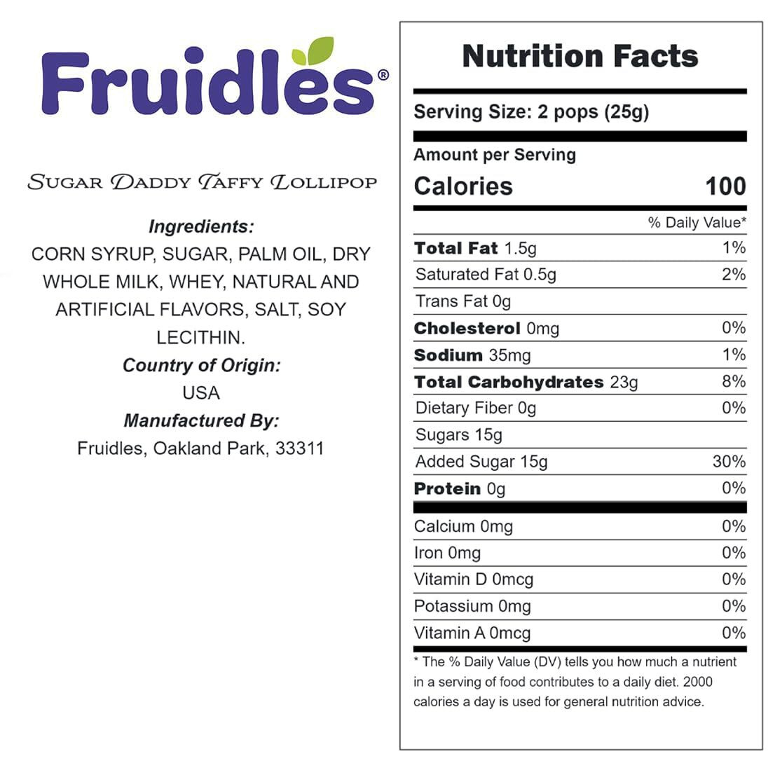 Fruidles Sugar Daddy Taffy Lollipop, Delicious Milk Caramel, Gourmet Candy Sweets, Individually Wrapped (1 Pound)