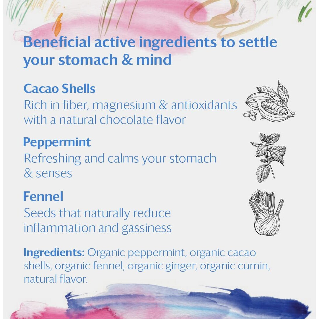 Grace Farms Settle Wellness Organic Tea Blend (16 Pyramid Sachets) | Peppermint Cacao | Relaxing And Digestive Support | Fairtrade And Kosher | Filled With Antioxidants And Stress-Relieving Herbs | Gives Back 100% Of Profits