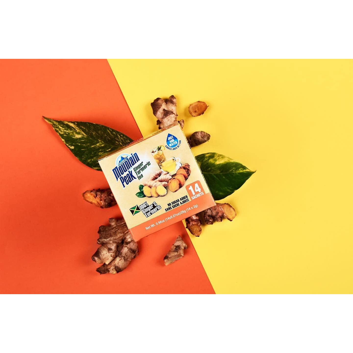 Jamaica Mountain Peak Ginger Turmeric Tea, Sweetened, 10 X 0.63 Ounce Sachets (Pack Of 3) -10 Count (Pack Of 3)