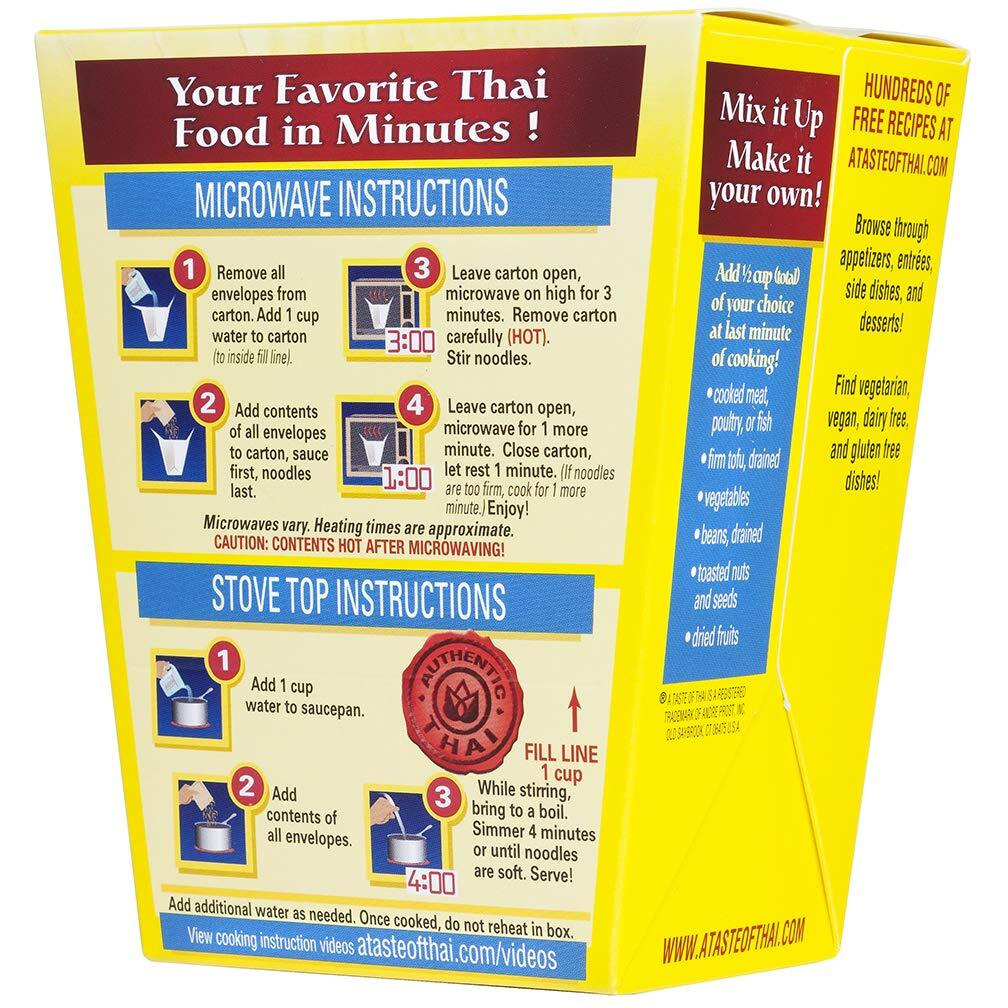 A Taste Of Thai Red Curry Noodles - 5.75Oz Pack Of 6 Heat & Eat Instant Noodles Flavored With Classic Thai Sauce | Gluten-Free | Ideal Vegan Meal | Perfect Side For Chicken Fish & Meat Entrees