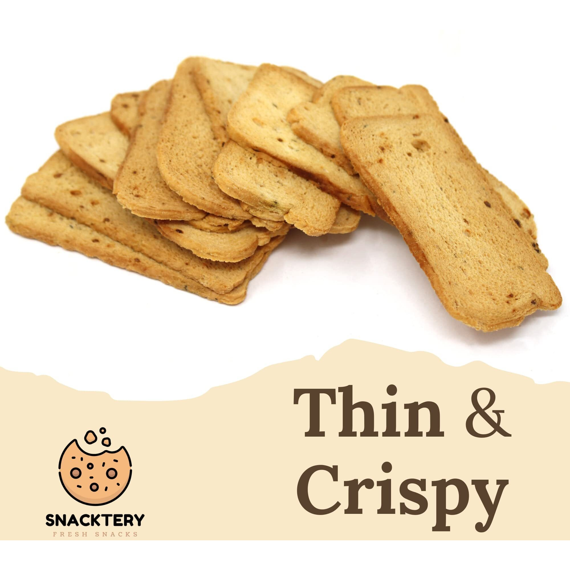 Snacktery Roasted Garlic Melba Toast - Thin And Crispy Melba Toast Crackers - Garlic Toast For Dips, Spreads, Salads - 7 Oz