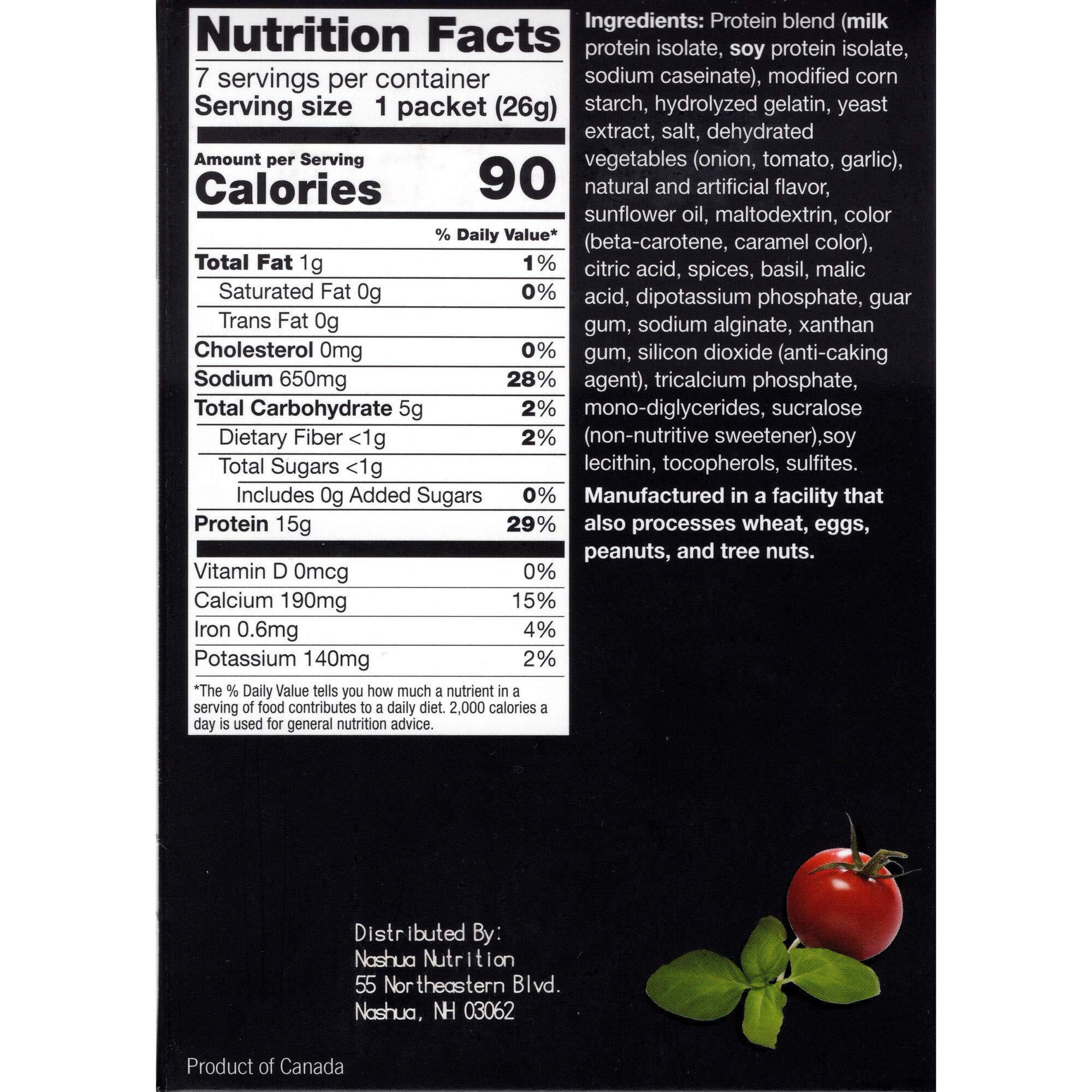 Proti-Thin High Protein Italian Tomato Soup, Healthy Instant Diet Soup Mix, 15G Protein, Low Calorie, Low Carb, Low Fat, Sugar Free, Gluten-Free Keto Diet Friendly, 1 Pack Of 7 Servings