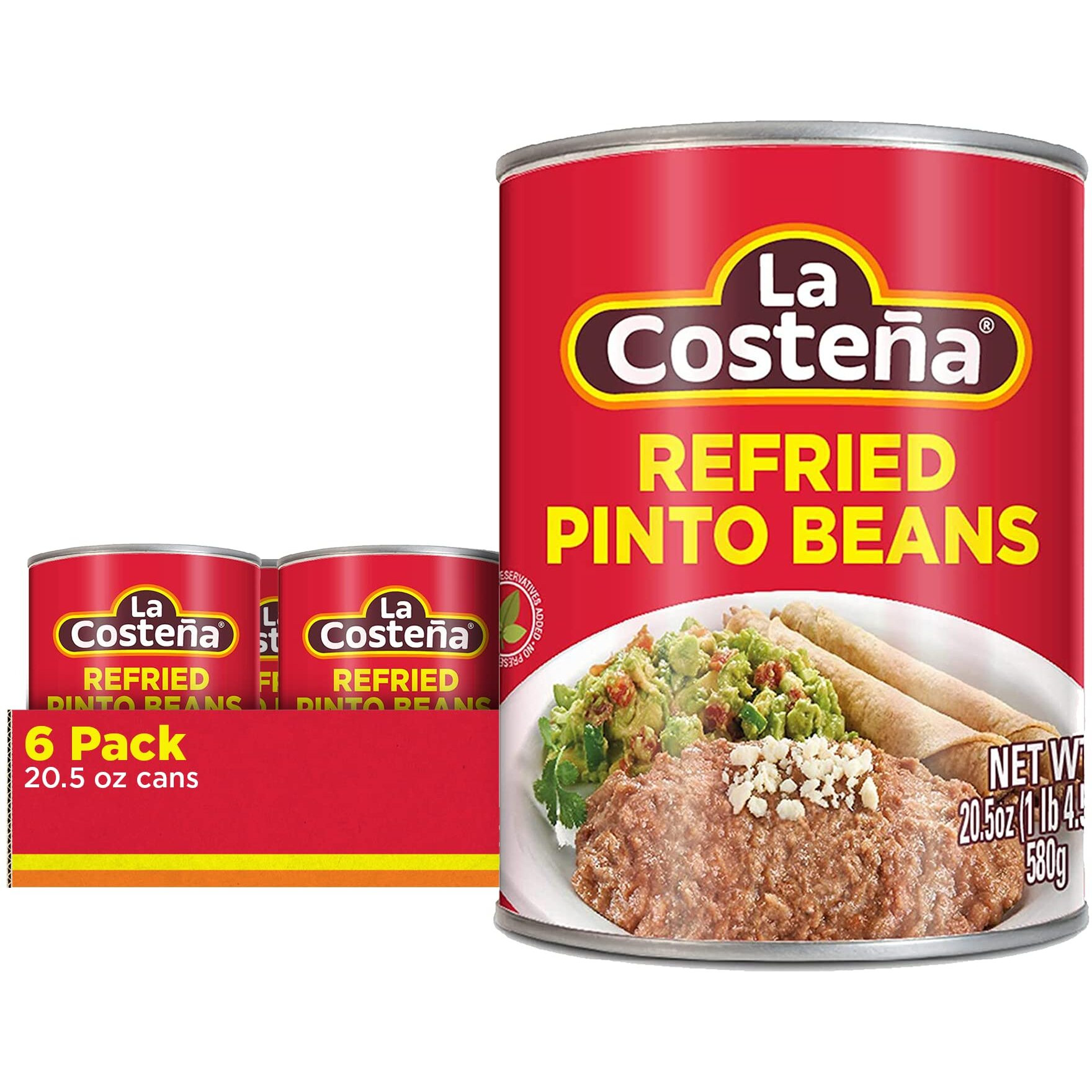 La Costea Refried Pinto Beans, 20.5 Oz Can (Pack Of 6)
