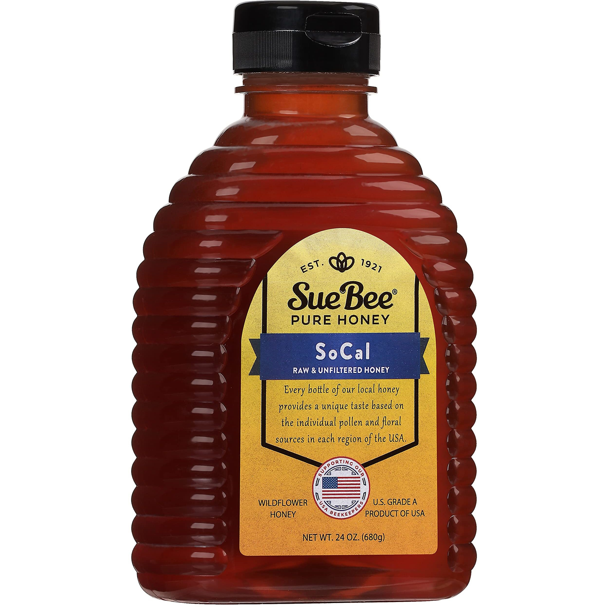 Sue Bee Honey Regional Southern California Honey, Strained, Unfiltered Beekeeper-Owned Co-Op Honey, 24-Ounce