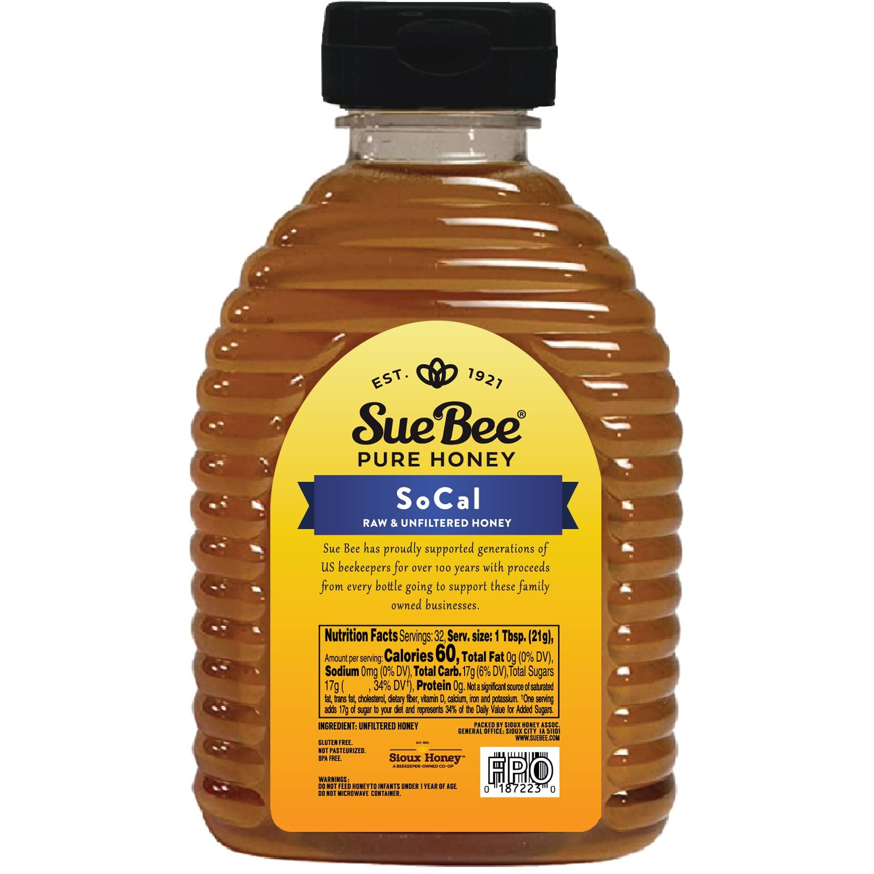 Sue Bee Honey Regional Southern California Honey, Strained, Unfiltered Beekeeper-Owned Co-Op Honey, 24-Ounce