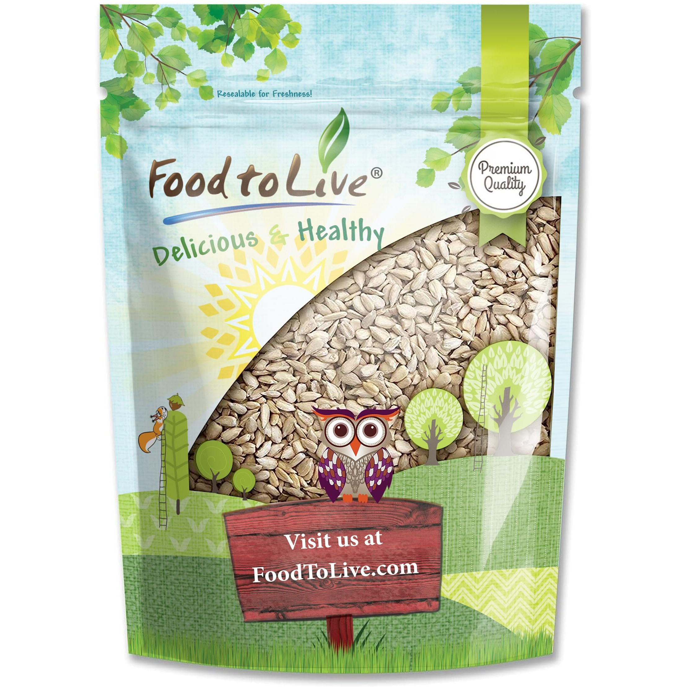 Food To Live Sunflower Seeds, 2 Pounds - Non-Gmo Verified, Kernels, No Shell, Kosher, Raw, Vegan, Sirtfood, Bulk