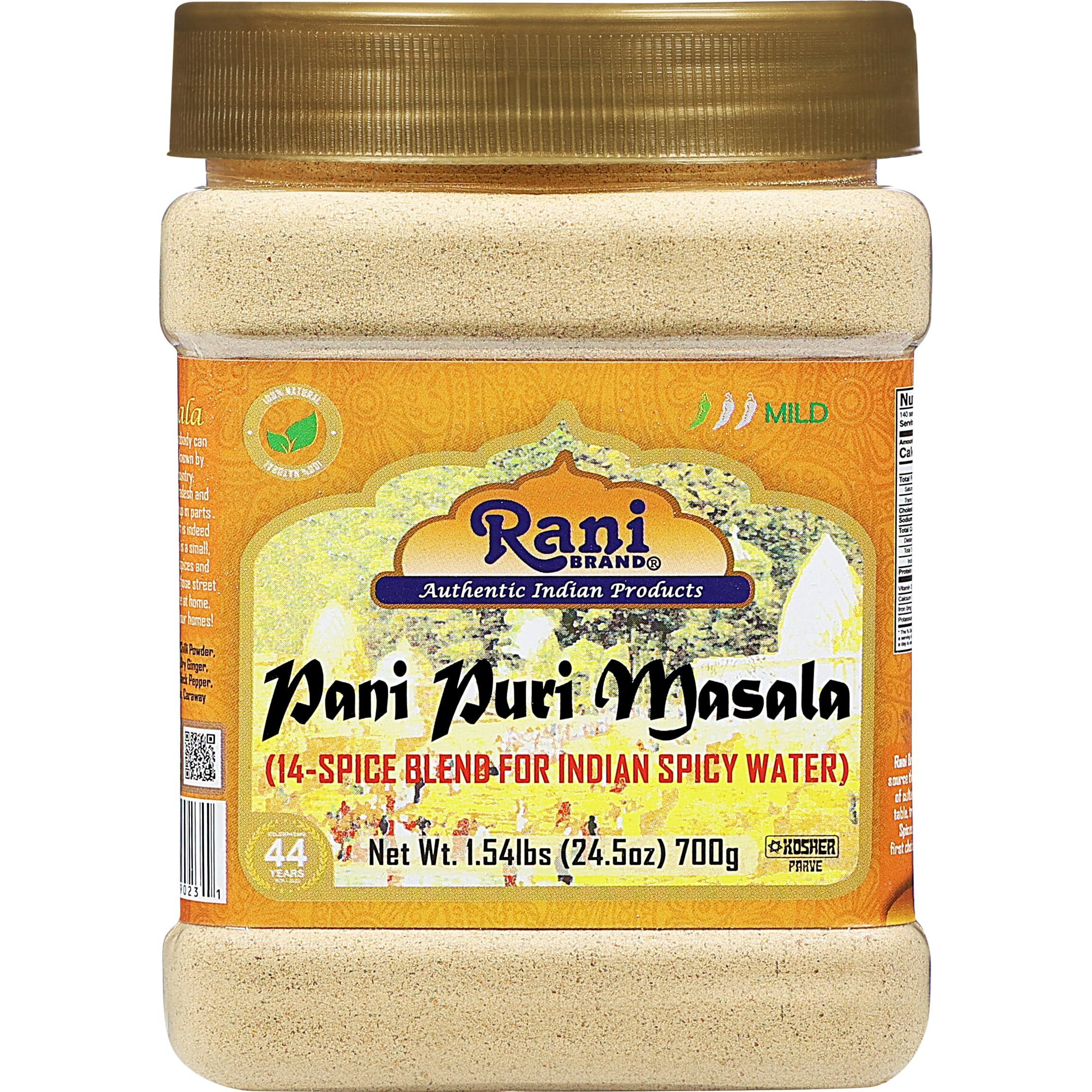 Rani Pani Puri Masala (14-Spice Blend For Indian Spicy Water) 24.5Oz (1.54Lbs) 700G Pet Jar ~ All Natural | Vegan | No Colors | Gluten Friendly | Non-Gmo | Kosher | Indian Origin, Gol Gappa