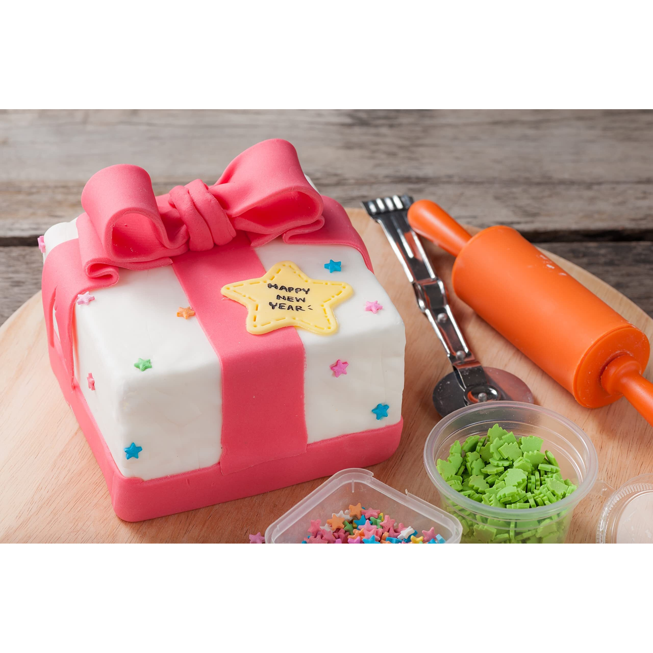 Bakerpan Premium Rolled Pink Fondant For Cake Decorating - 1 Pound, Vanilla Flavor