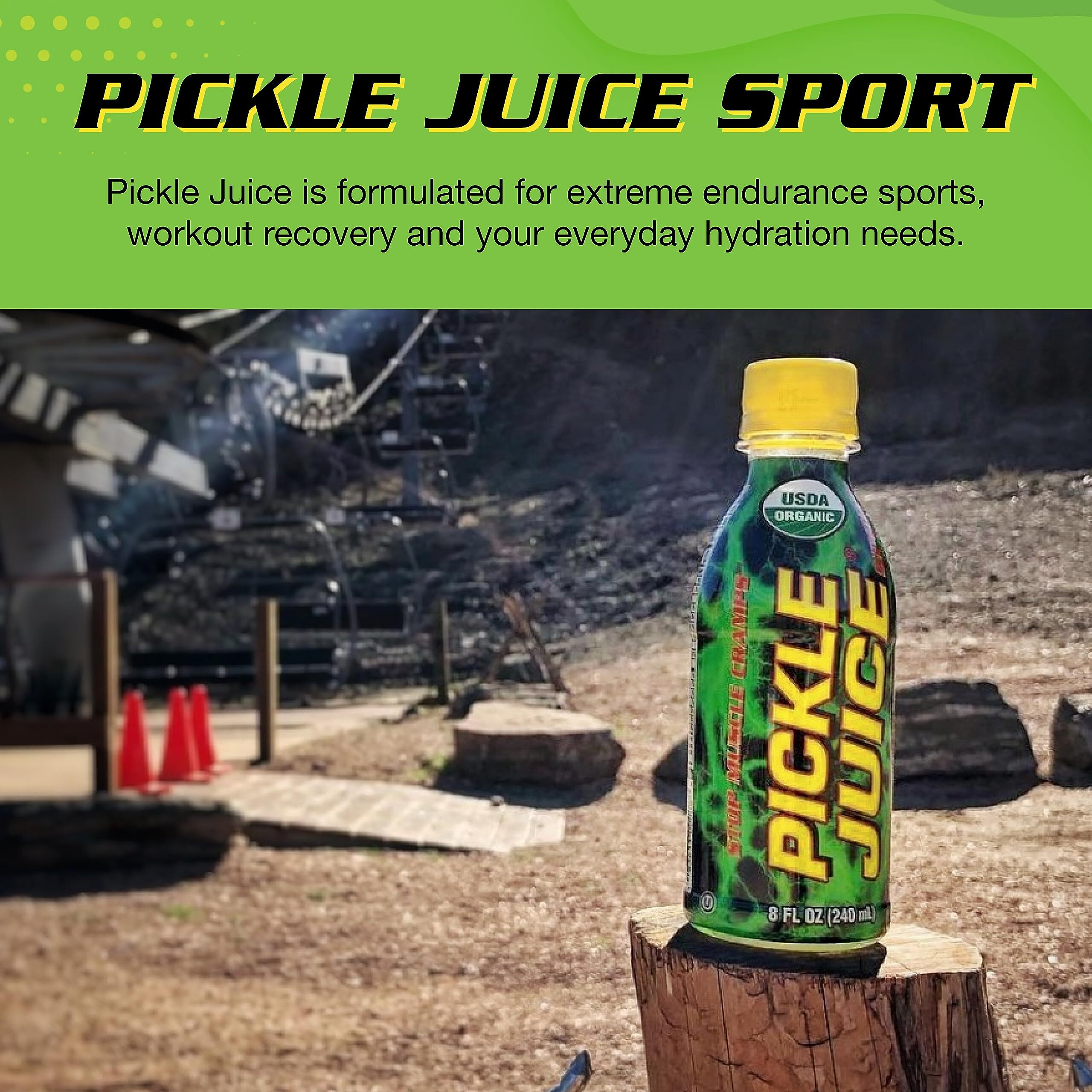 Pickle Juice Sports Drink - Relieves Cramps Immediately - Electrolyte Pickle Juice For Day & Night Time Cramp Relief - Organic Pickle Juice For Leg Cramps - No Artificial Ingredients - 8 Oz, 24 Pack