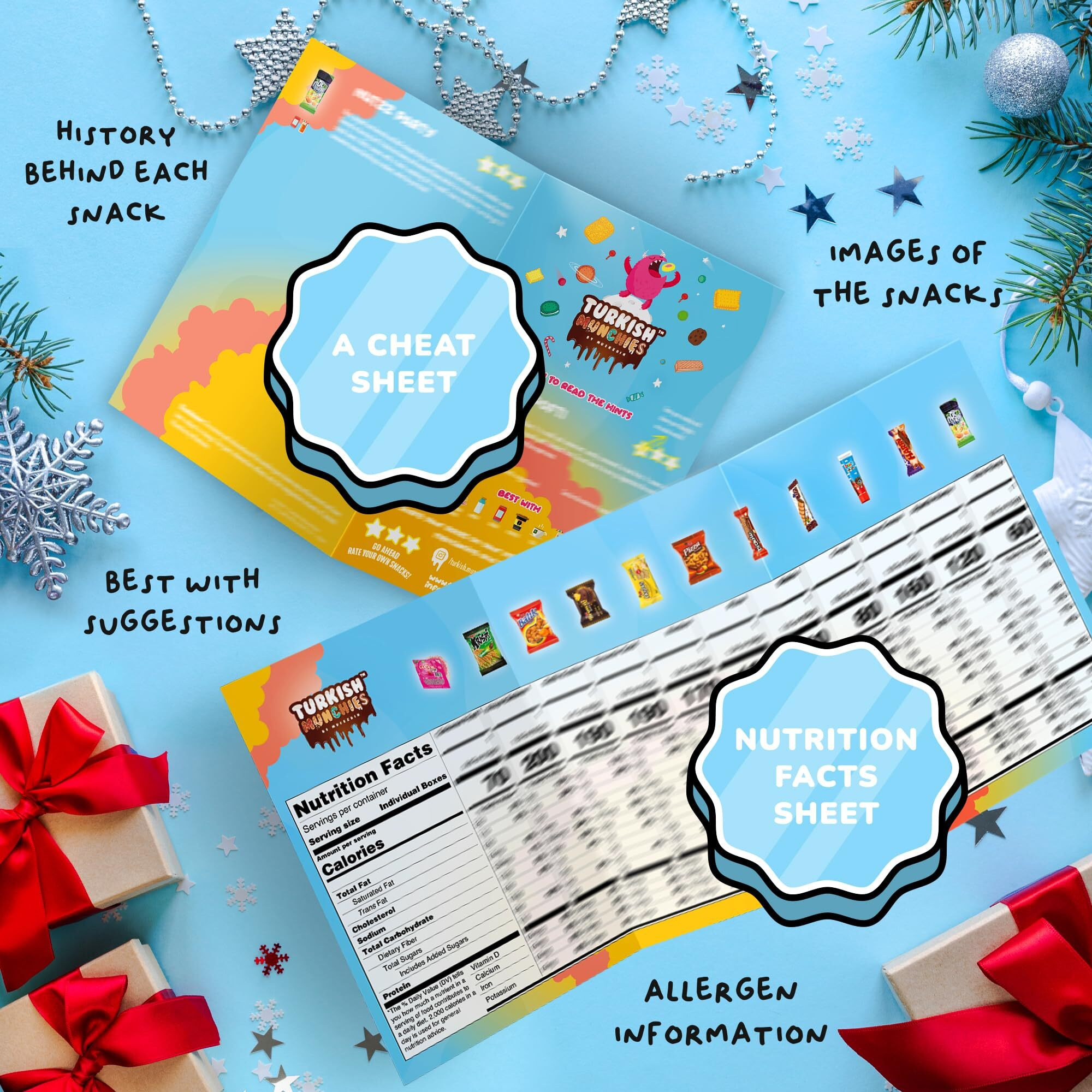 Midi International Snack Box | Premium Exotic Foreign Snacks | Unique Snack Food Gifts Included | Light Blue Space Theme | Candies From Around The World | 12 Full-Size + 1 Bonus Snacks