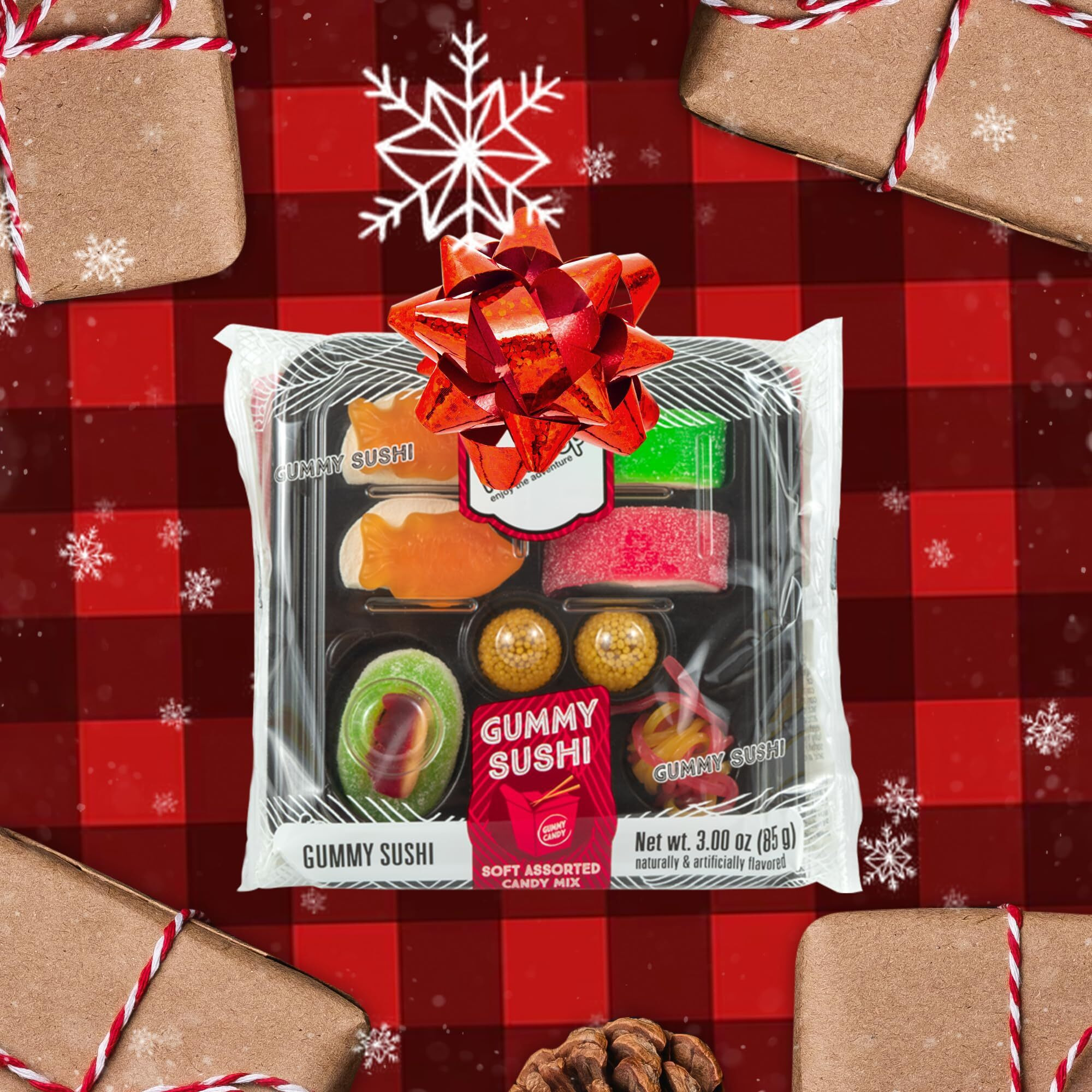 Raindrops - Gummy Candy Small Sushi Bento Box - Yummy Gummy Food Looks Just Like A Sushi - Mens Stocking Stuffer Ideas - (3.0 Oz)