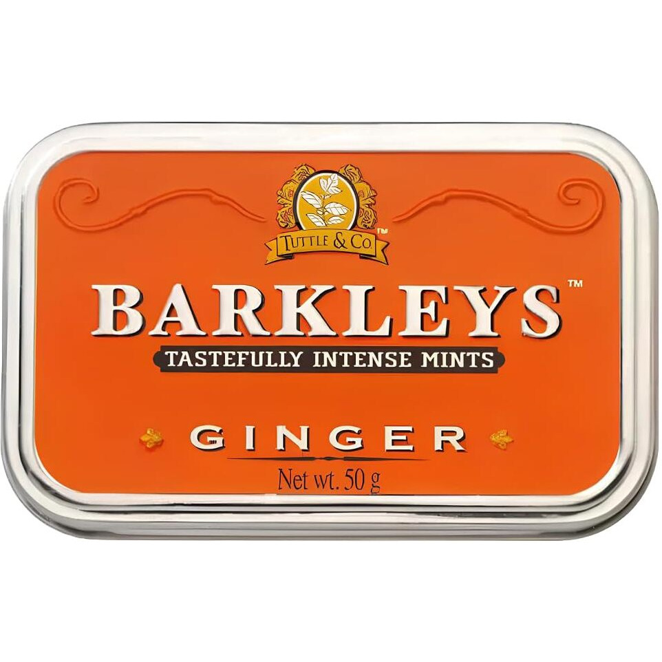Barkleys Ginger Breath Mints - Strong Ginger Flavor Cool Mint Candy For Party, After Dinner, Wedding, Every Day Use - Vegan Breath Mints In Reusable Classic Travel Tins - 50-Count, 1-Pack