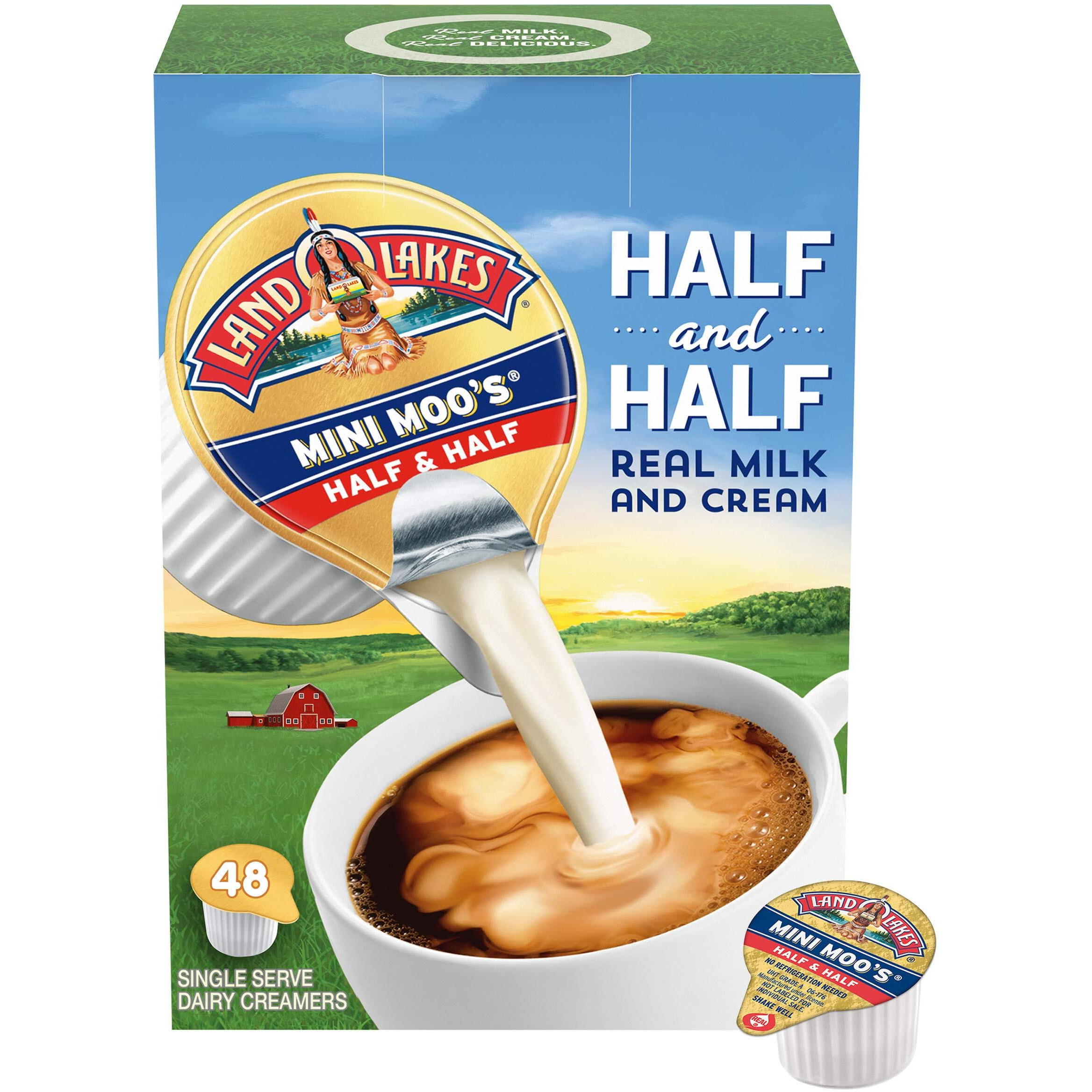 Land O' Lakes Mini Moos Half & Half Creamer Singles, Shelf-Stable, 48 Count (Pack Of 4)