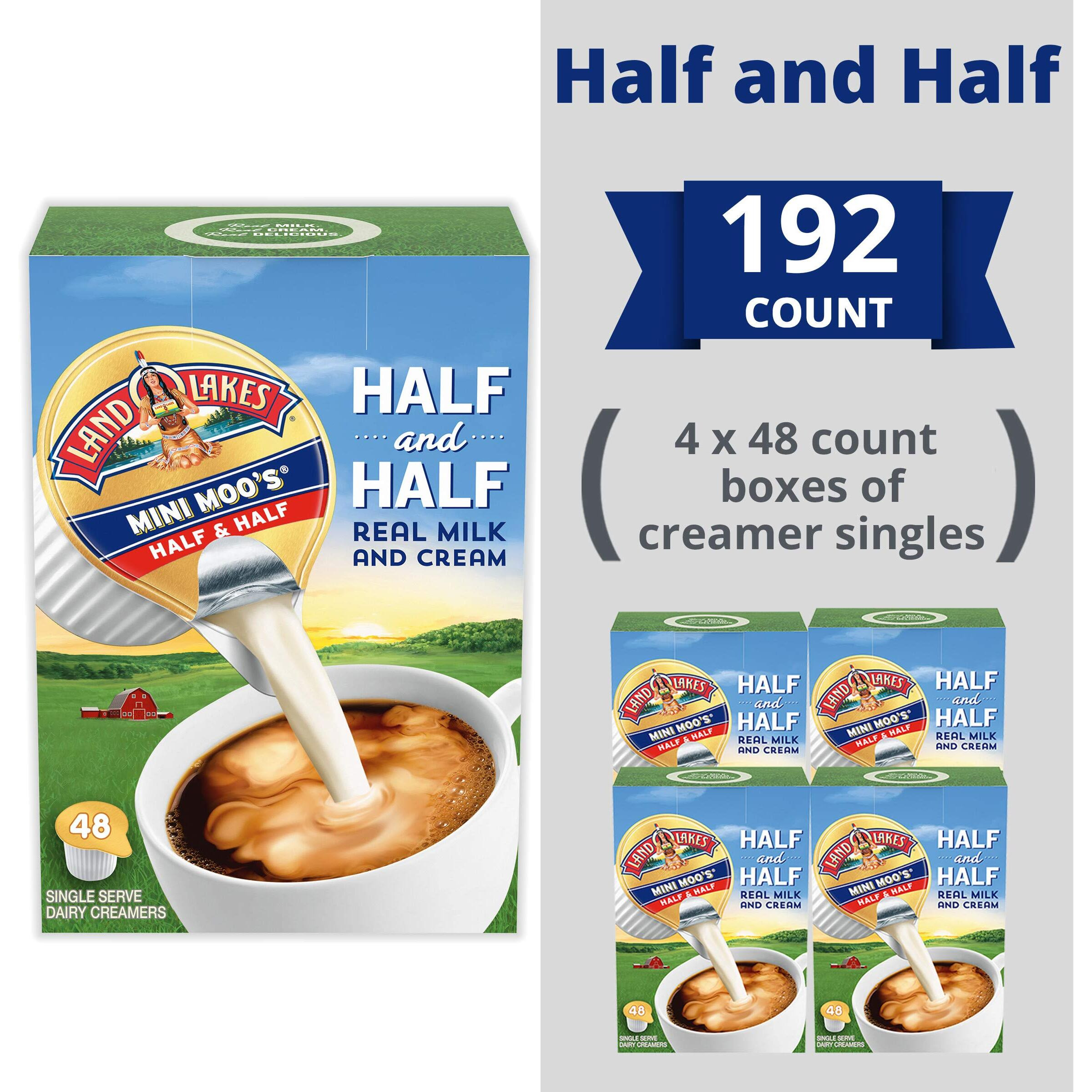 Land O' Lakes Mini Moos Half & Half Creamer Singles, Shelf-Stable, 48 Count (Pack Of 4)