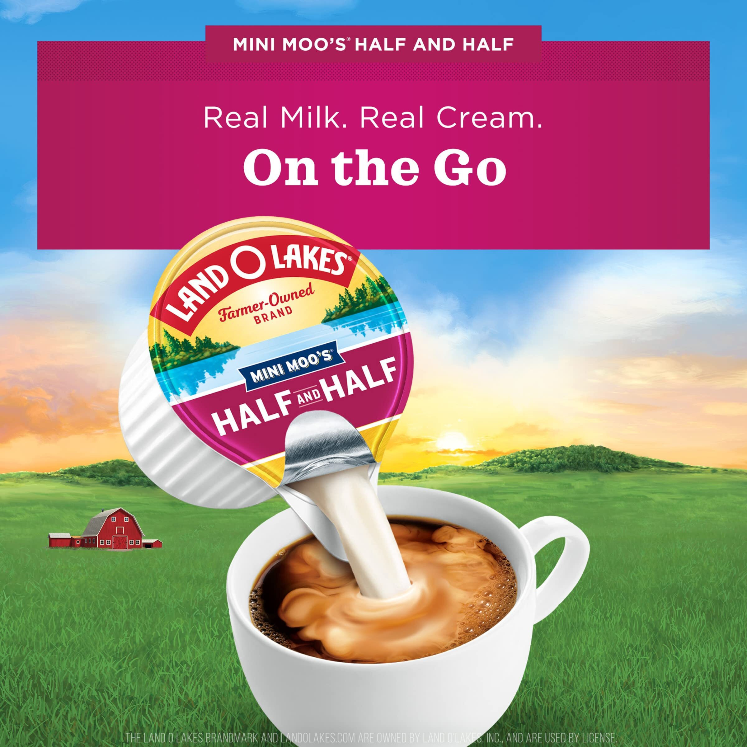 Land O' Lakes Mini Moos Half & Half Creamer Singles, Shelf-Stable, 48 Count (Pack Of 4)