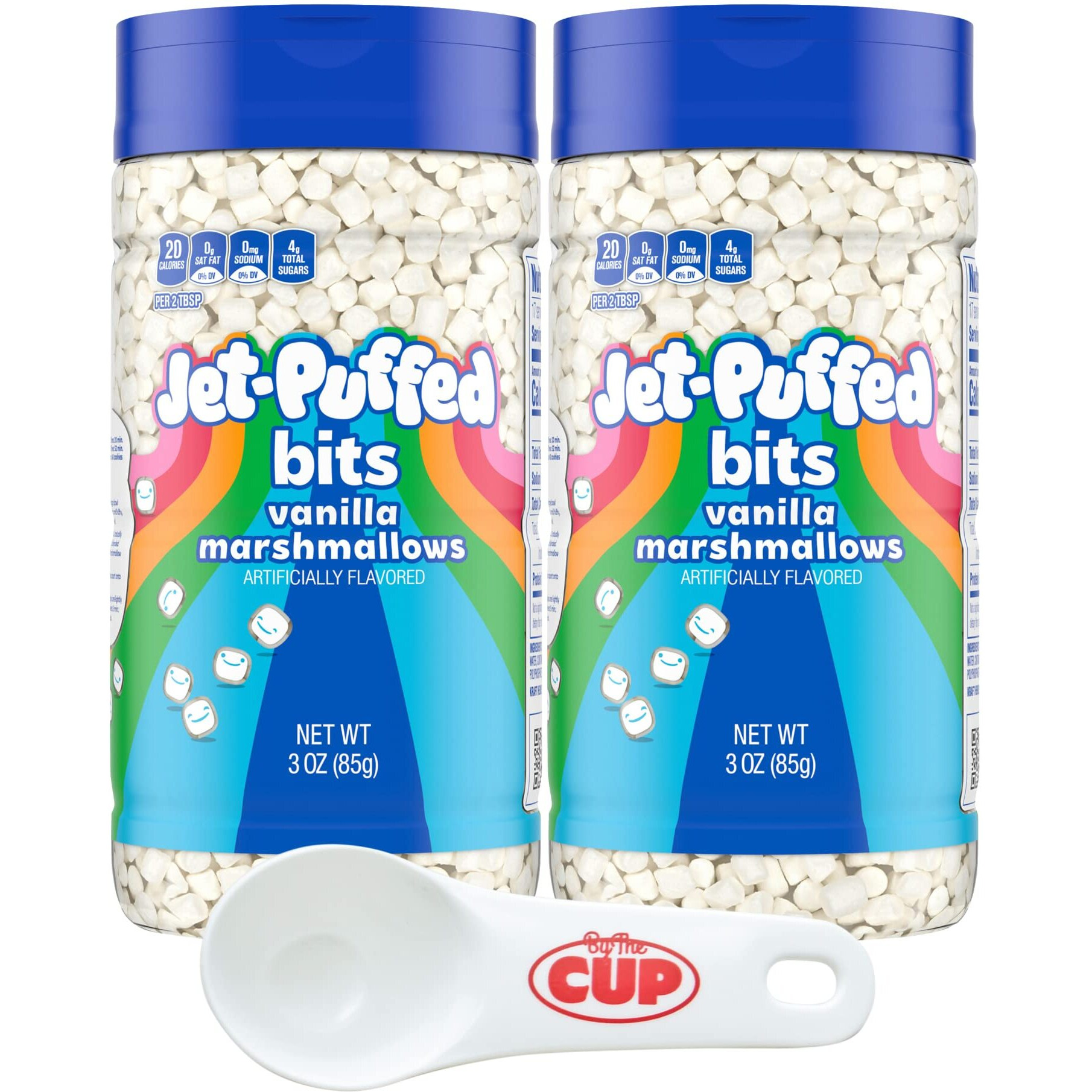 Kraft Jet-Puffed Mallow Bits Vanilla Flavor Marshmallows, 3 Ounce (Pack Of 2) With By The Cup Portion Control Scoop