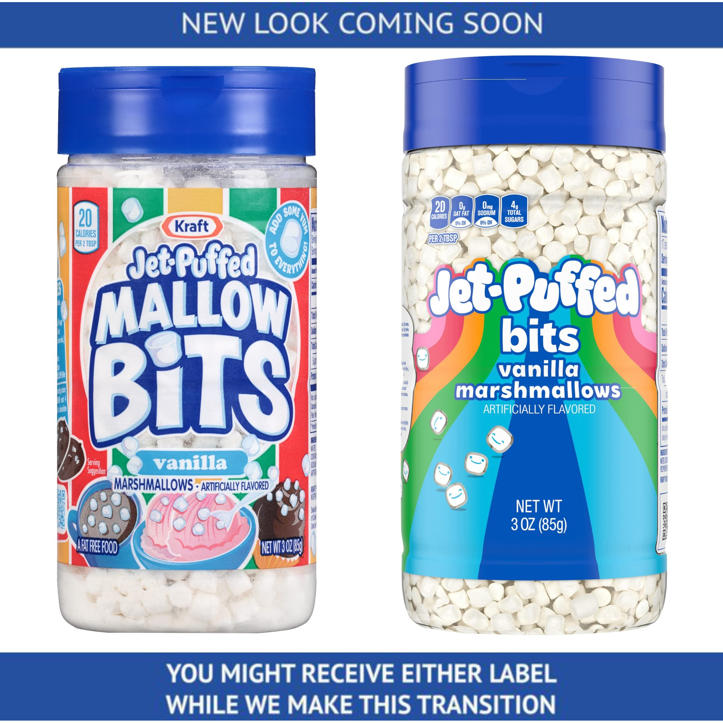 Kraft Jet-Puffed Mallow Bits Vanilla Flavor Marshmallows, 3 Ounce (Pack Of 2) With By The Cup Portion Control Scoop