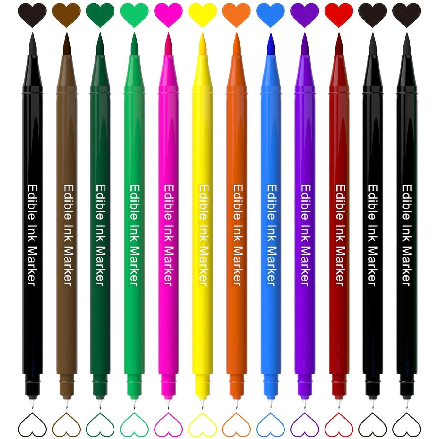 Jewem Edible Markers For Cookie Decorating,12Pcs Ultra Fine Tip(0.5Mm) Food Coloring Pens, Upgrade Double Side Food Grade Pens For Decorating Fondant Cakes,Easter Eggs,Frosting,Macaron