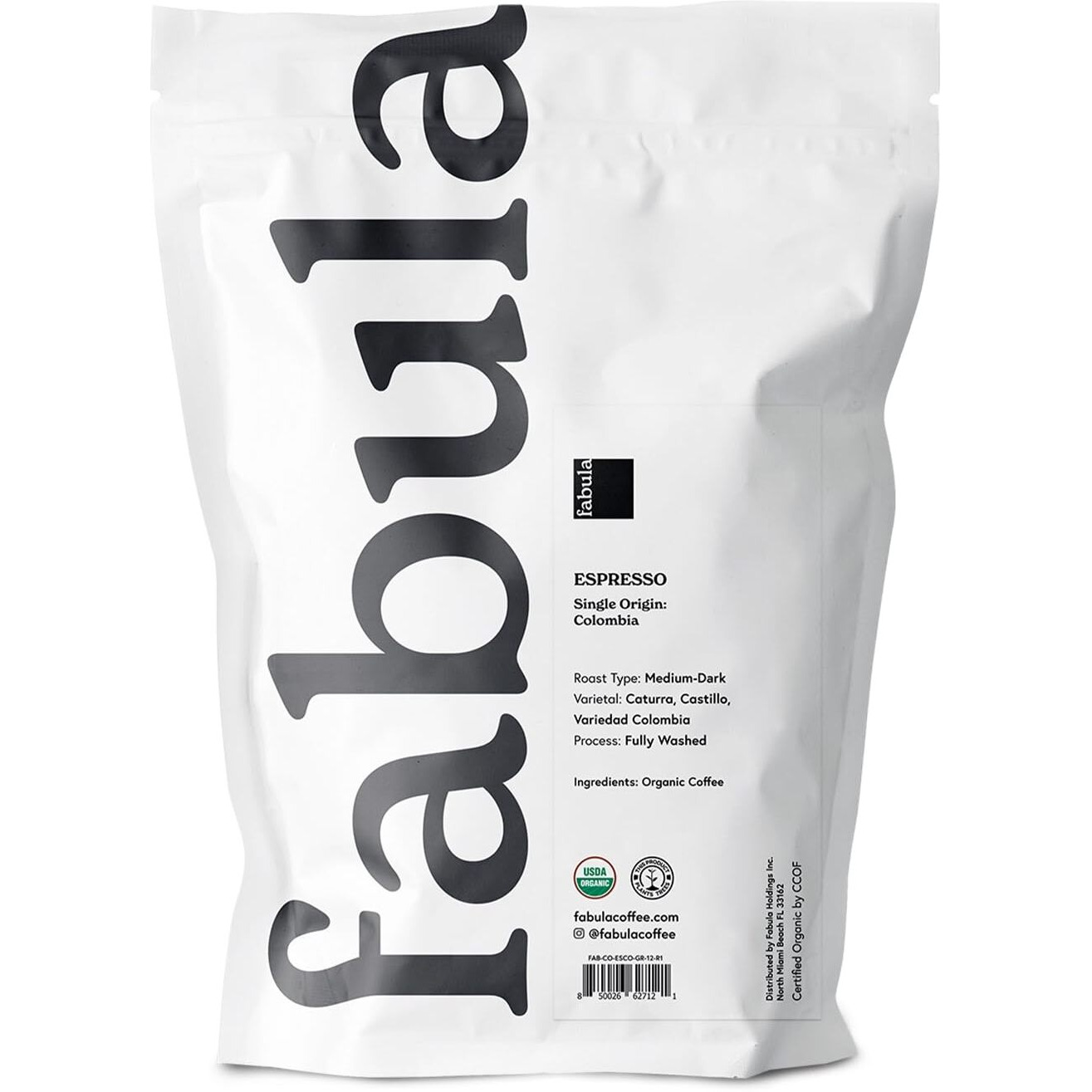 Fabula Low Acid Coffee Beans Whole, Organic Espresso Coffee - Non-Gmo - No Molds - Mycotoxins Pesticides Free - Single Origin Coffee - 12 Oz