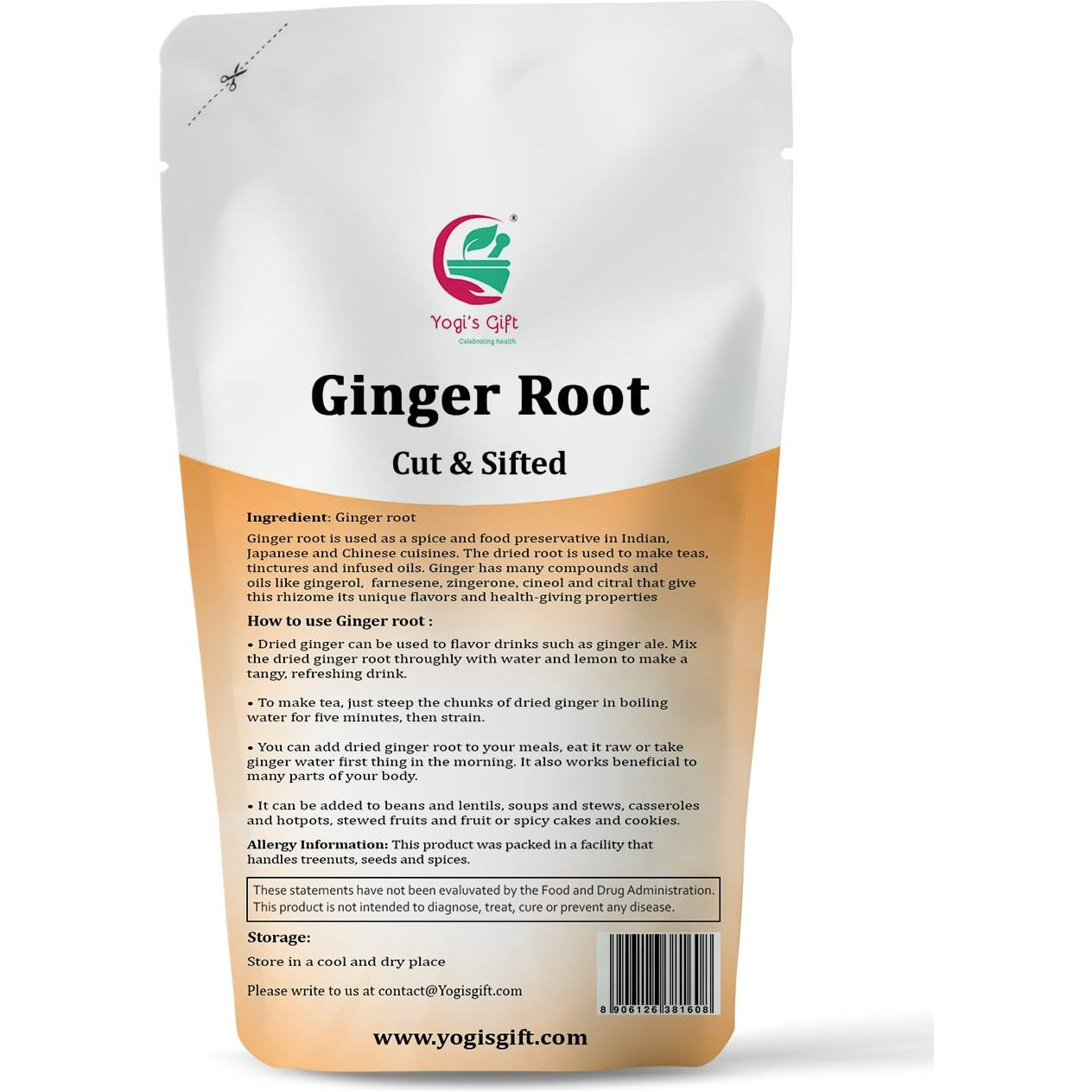 Dried Ginger Root 4 Oz | Cut And Sifted Dried Ginger Pieces | As Spicy As Fresh Ginger | Flavourful Indian Spice |100% Pure And Natural For Making Flavourful Ginger Tea | By Yogi's Gift
