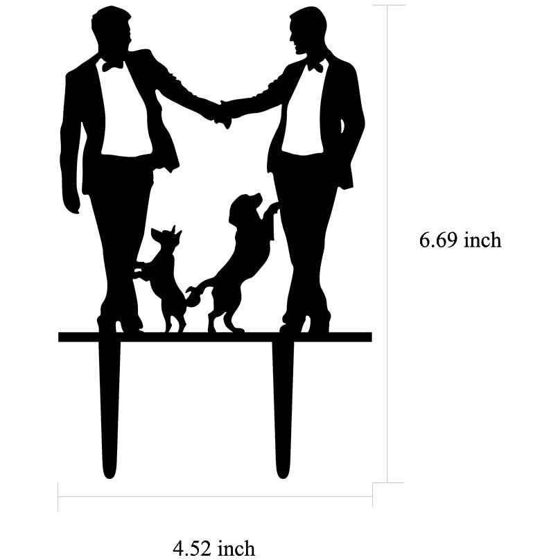 Gay Wedding Cake Topper, Grooms Cake Topper, Mr & Mr Cake Topper With Dogs - Gift For Gay Wedding/Engagement/Anniversary Party Decoration (Two Dogs)
