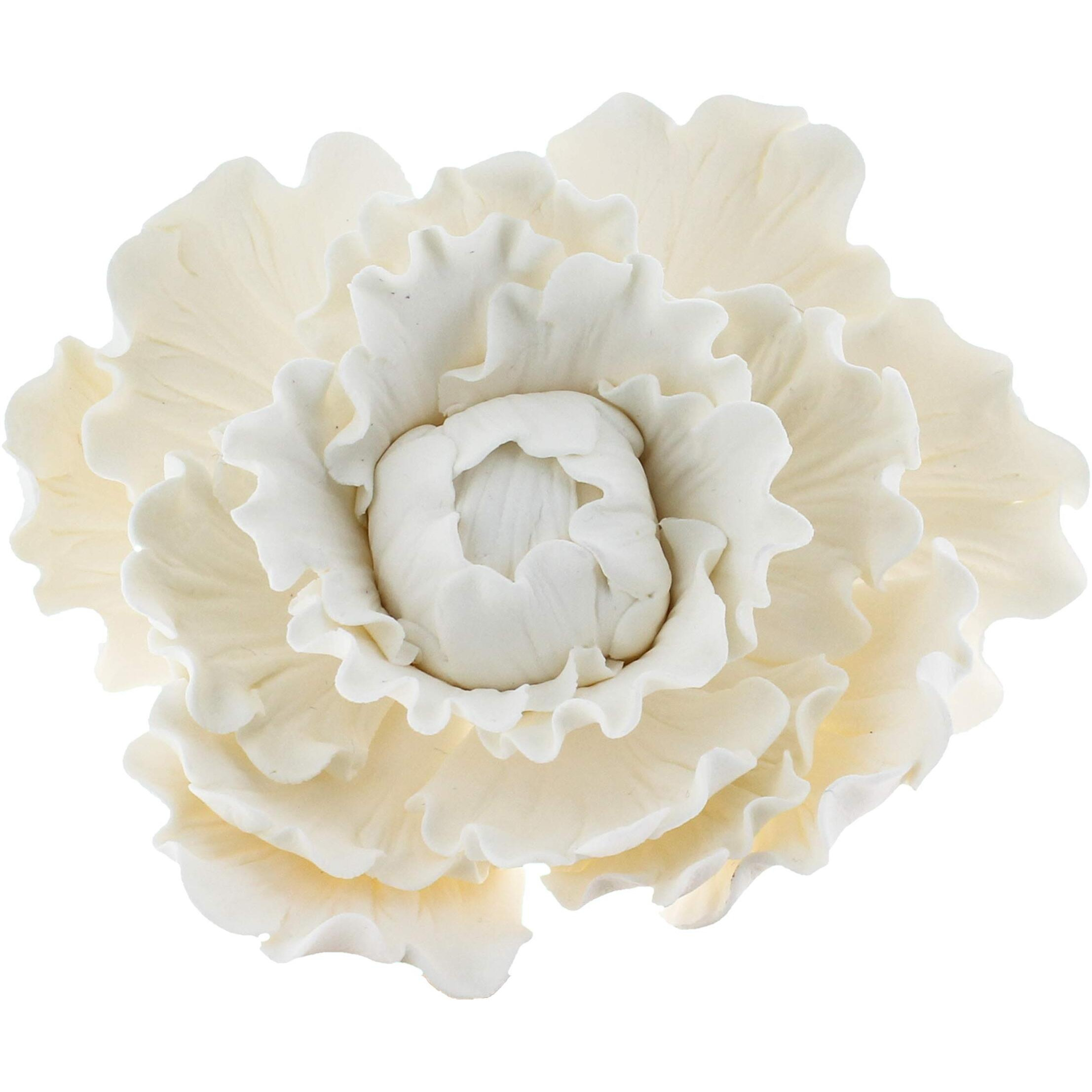Global Sugar Art Premium Peony Sugar Cake Flower, White, Large, 1 Count By Chef Alan Tetreault