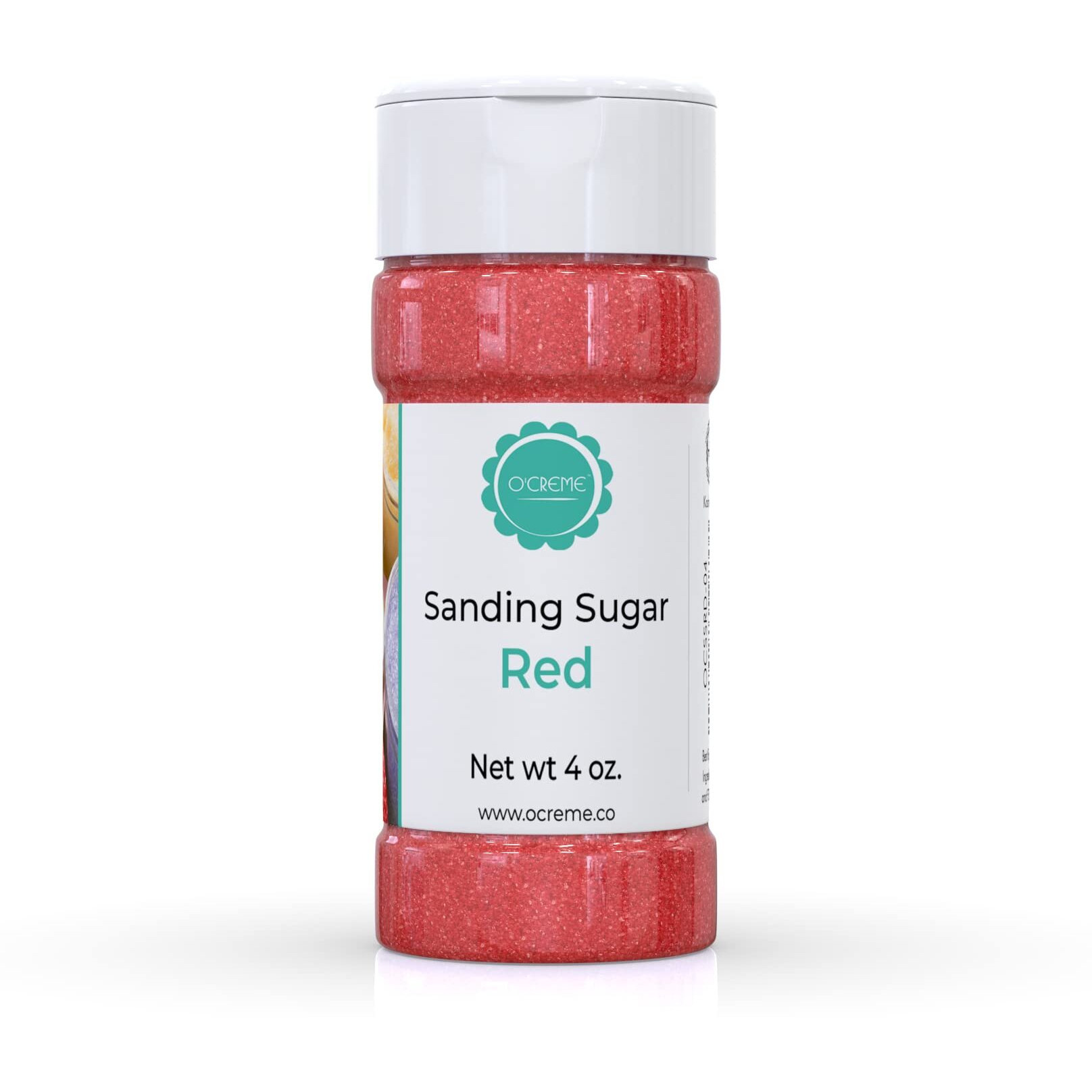 Ocreme Sanding Sugar For Cookie Decorating - Eye-Catching Red Sugar Crystals For Unique Cake Toppings - Extra Sugar For Cake Toppings, Cupcakes And Cookies - Ideal Decoration Solution - 4 Ounce, Red