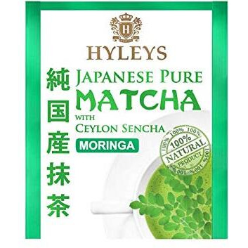 Hyleys Matcha Tea Bags With Moringa Oleifera - 25 Tea Bags (Japanese Pure Matcha Wellness Green Tea)