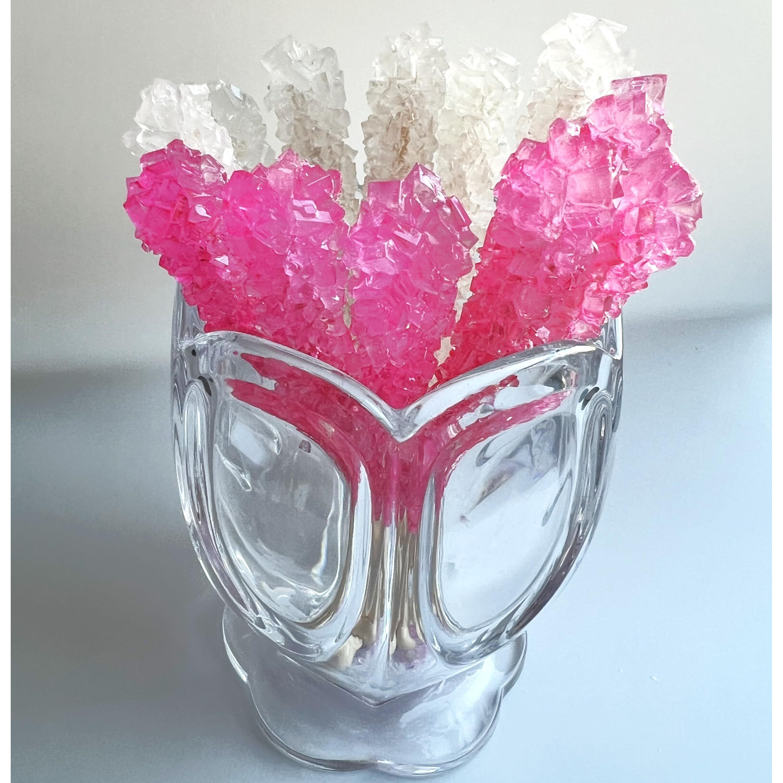 Classic Rock Candy Sticks, Sugar Rock Crystal Lollipops, Individually Wrapped (Pack Of 12, Baby Girl (Pink Cherry And White))