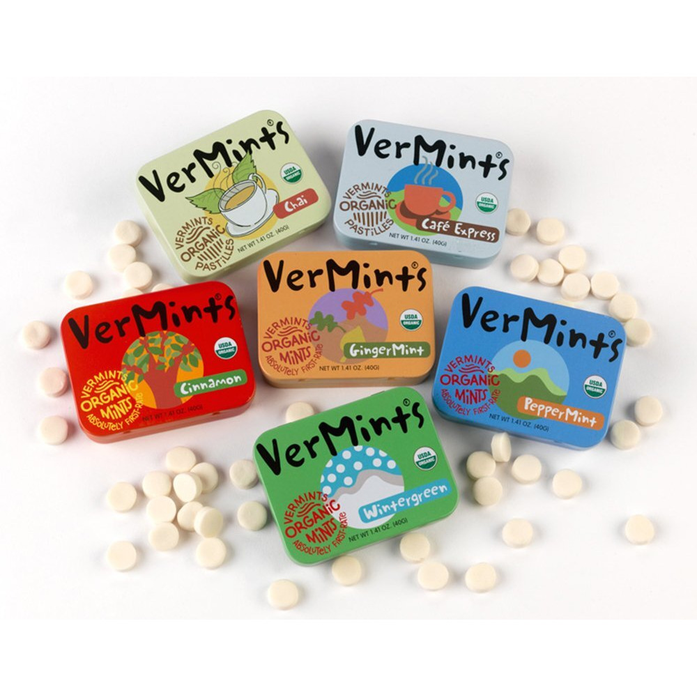 Organic Breath Mints By Vermints, Chai Flavor, Pack Of 6,1.41Oz Tins All Natural Pastilles, Non-Gmo, Nut Free, Gluten Free, Vegan, Ksa Kosher