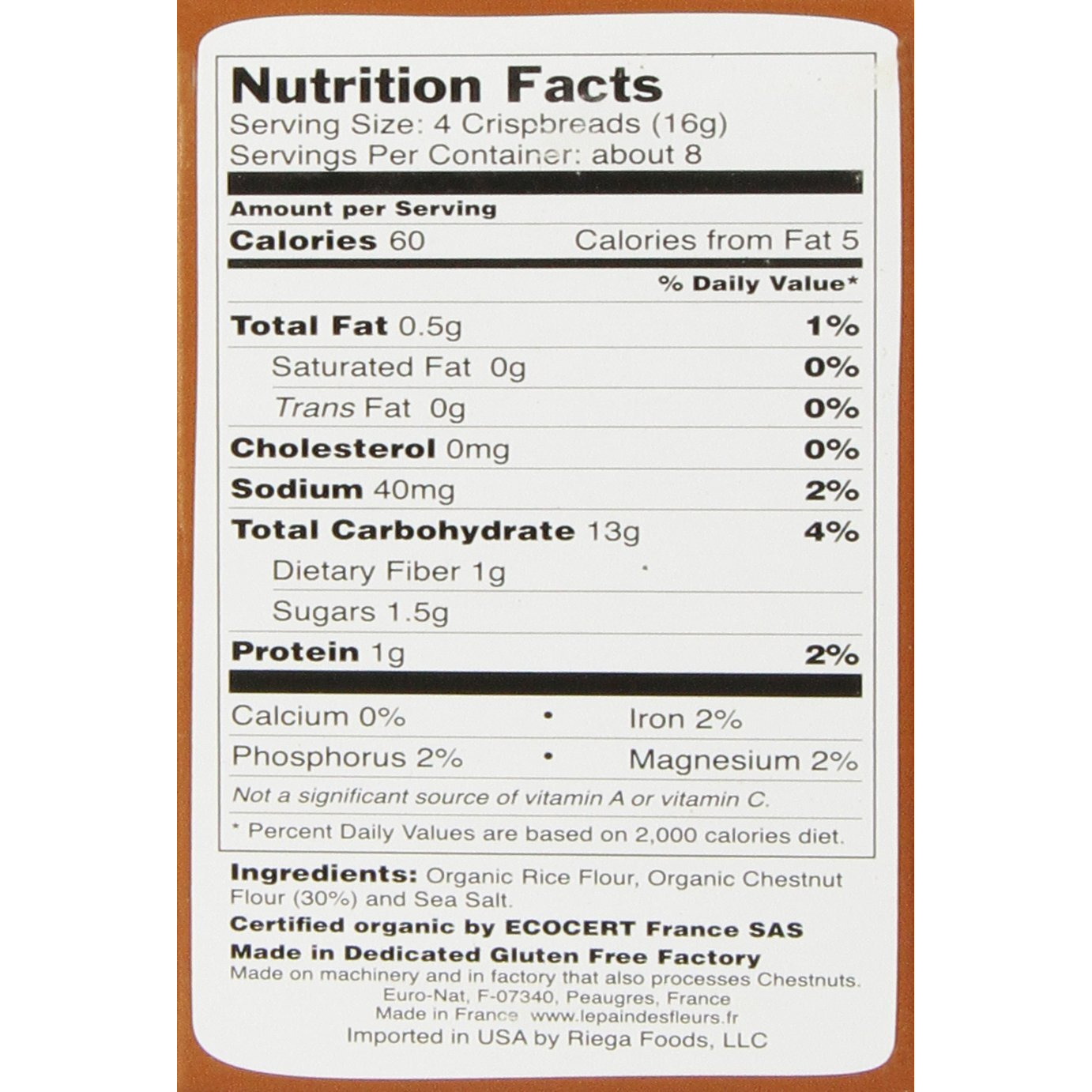 Le Pain Des Fleurs Crispbread, Chestnut, 5.3 Ounce