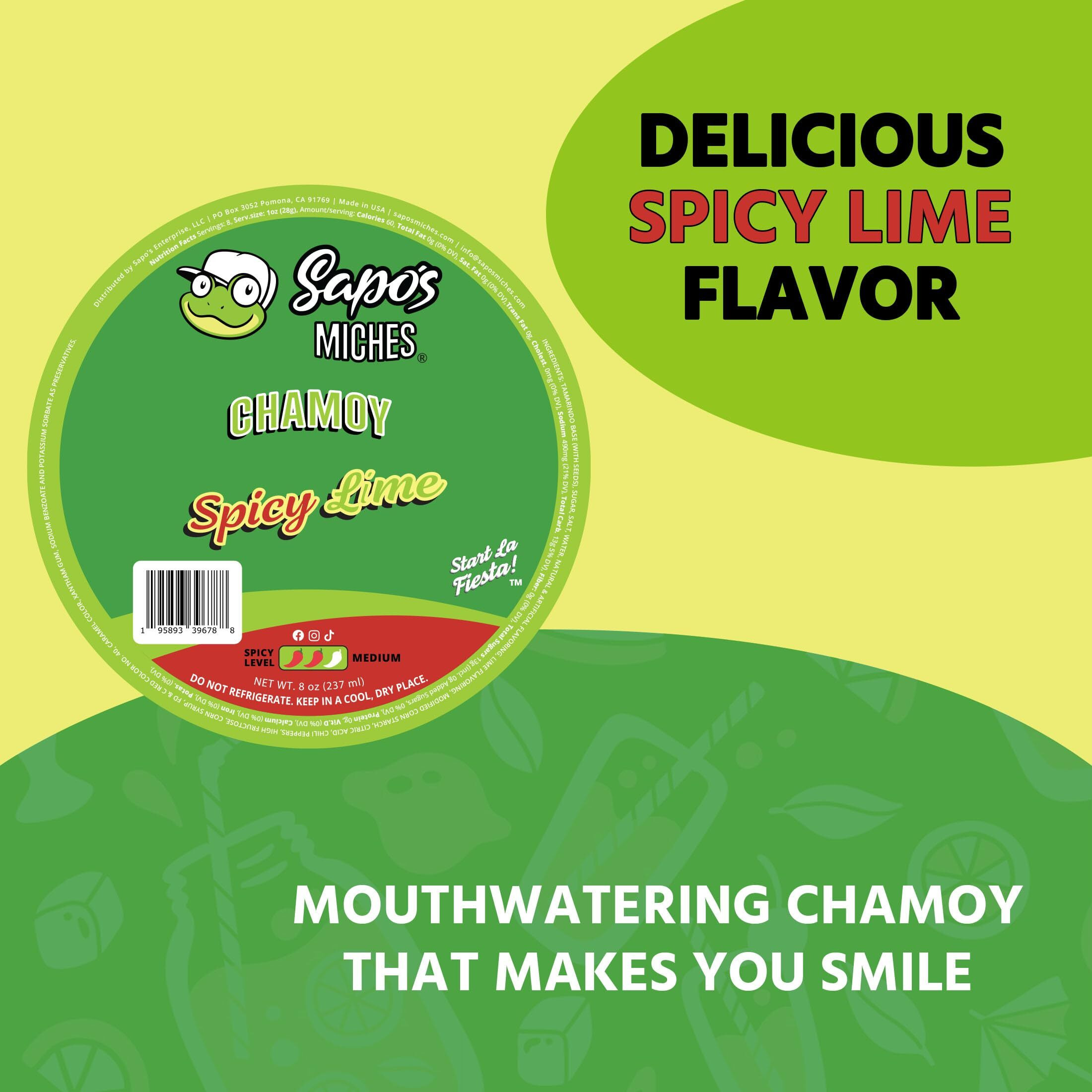Sapo's Miches Chamoy Rim Rimming Paste Sauce Candy Dip For Drinks, Micheladas, Fruit, 8 Oz (Spicy Lime)
