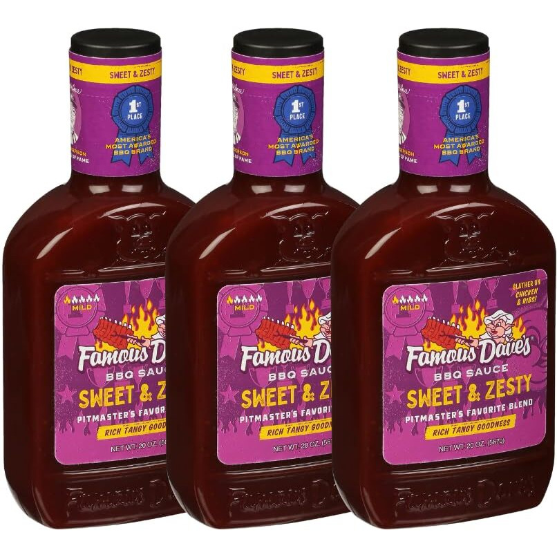 Famous Dave's - 3 Pck, Sweet & Zesty Bbq Sauce (60 Oz.)