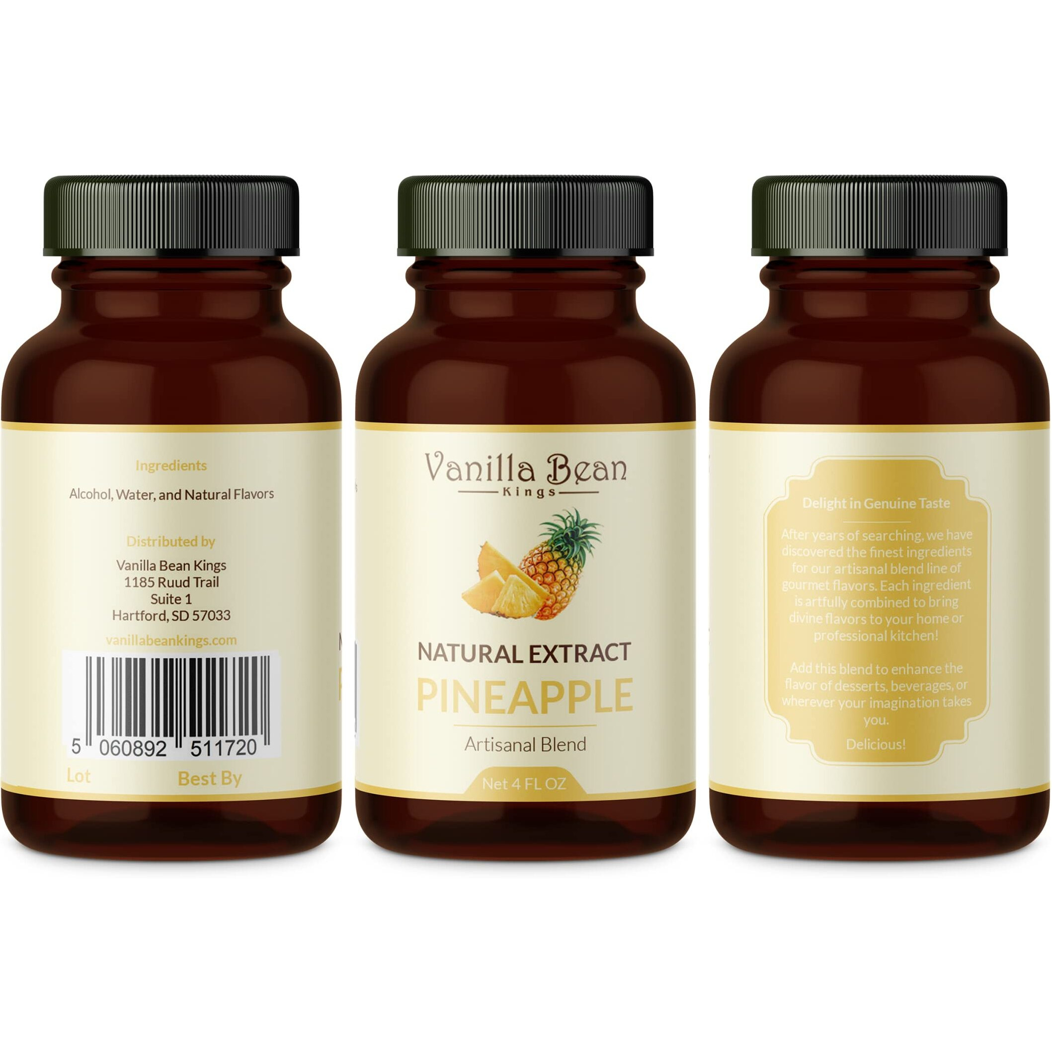 Natural Pineapple Extract For Baking And Flavoring - 4 Oz - Premium Quality Natural Flavors For Baked Goods, Desserts, & Cooking