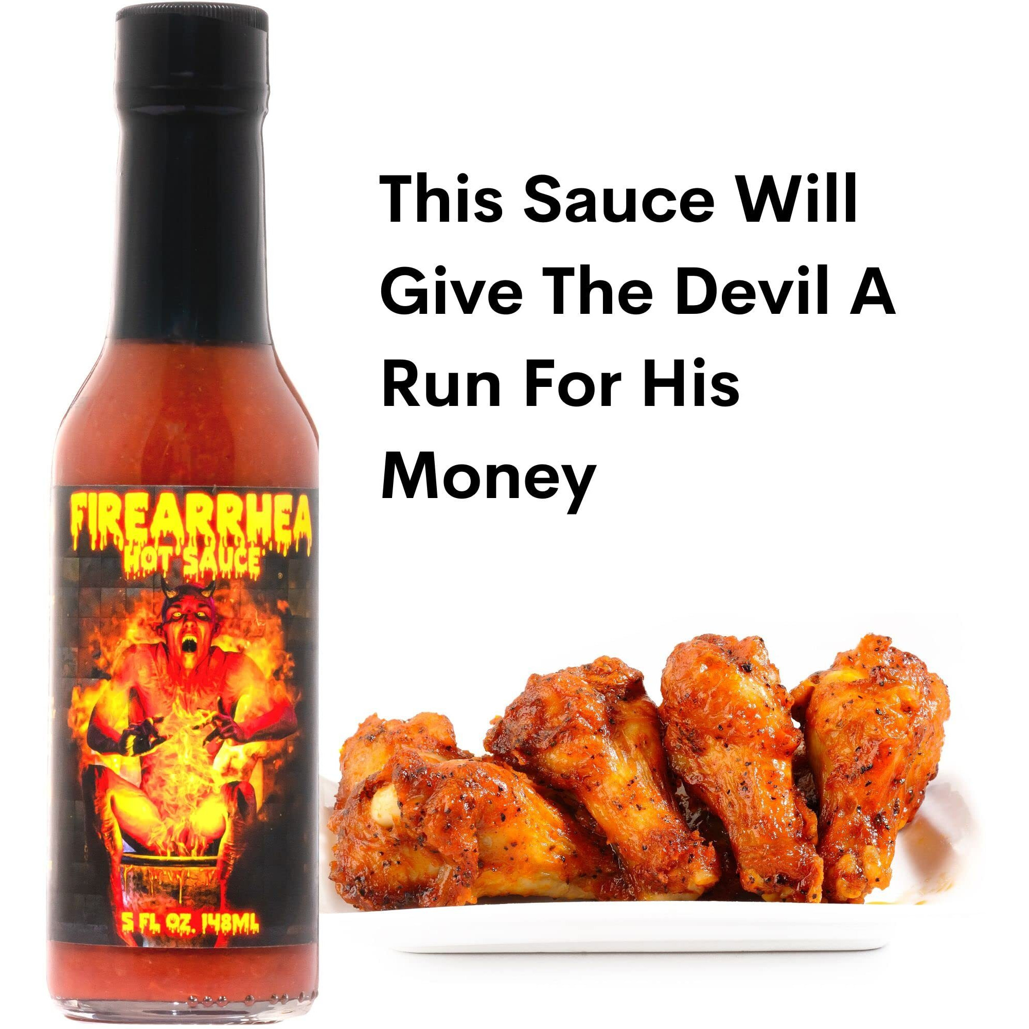 Hellfire Hot Sauce Firearrhea - Extreme Hot Sauce With The Worlds Hottest Four Peppers, 5 Oz.