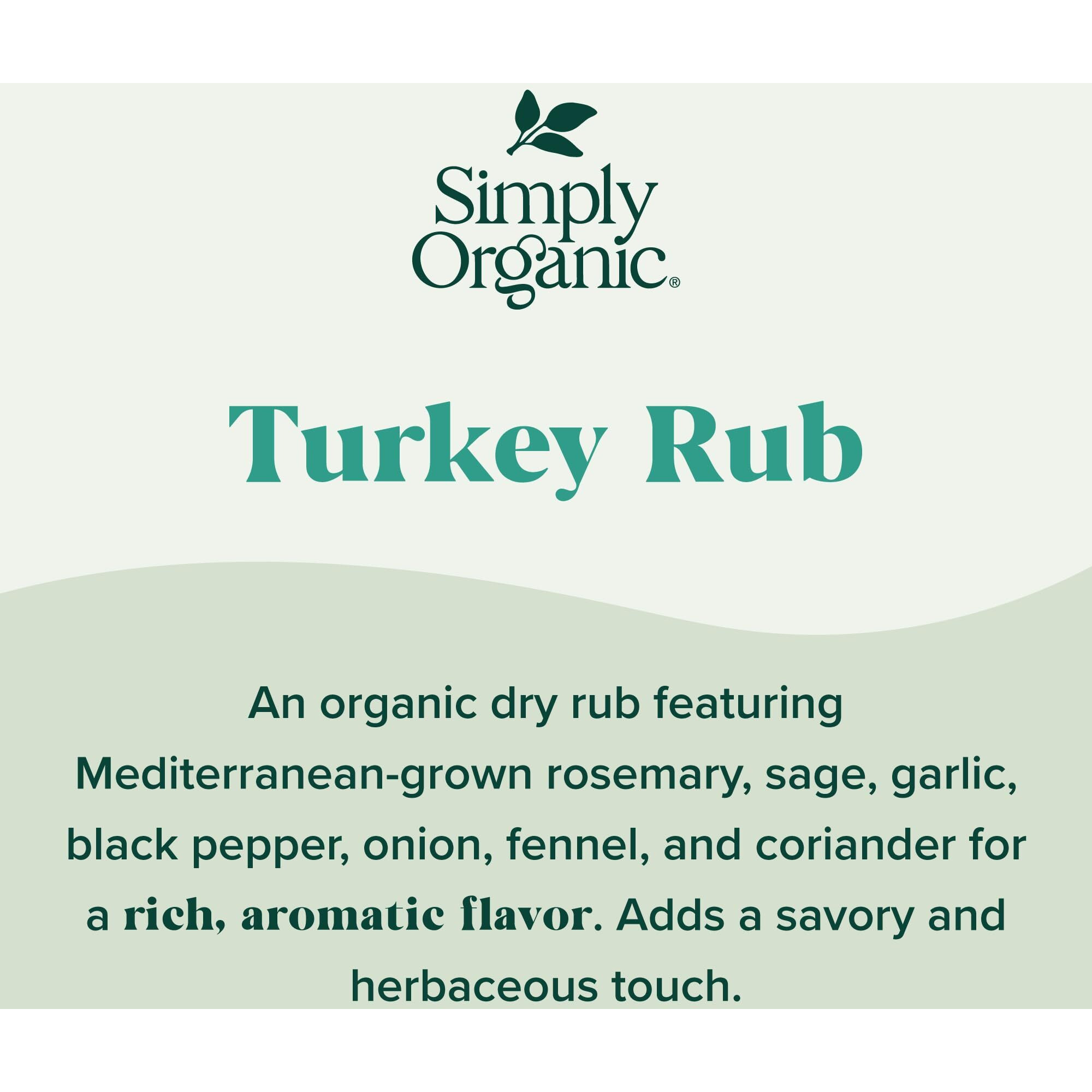 Simply Organic Turkey Rub, Certified Organic | 2.43 Oz