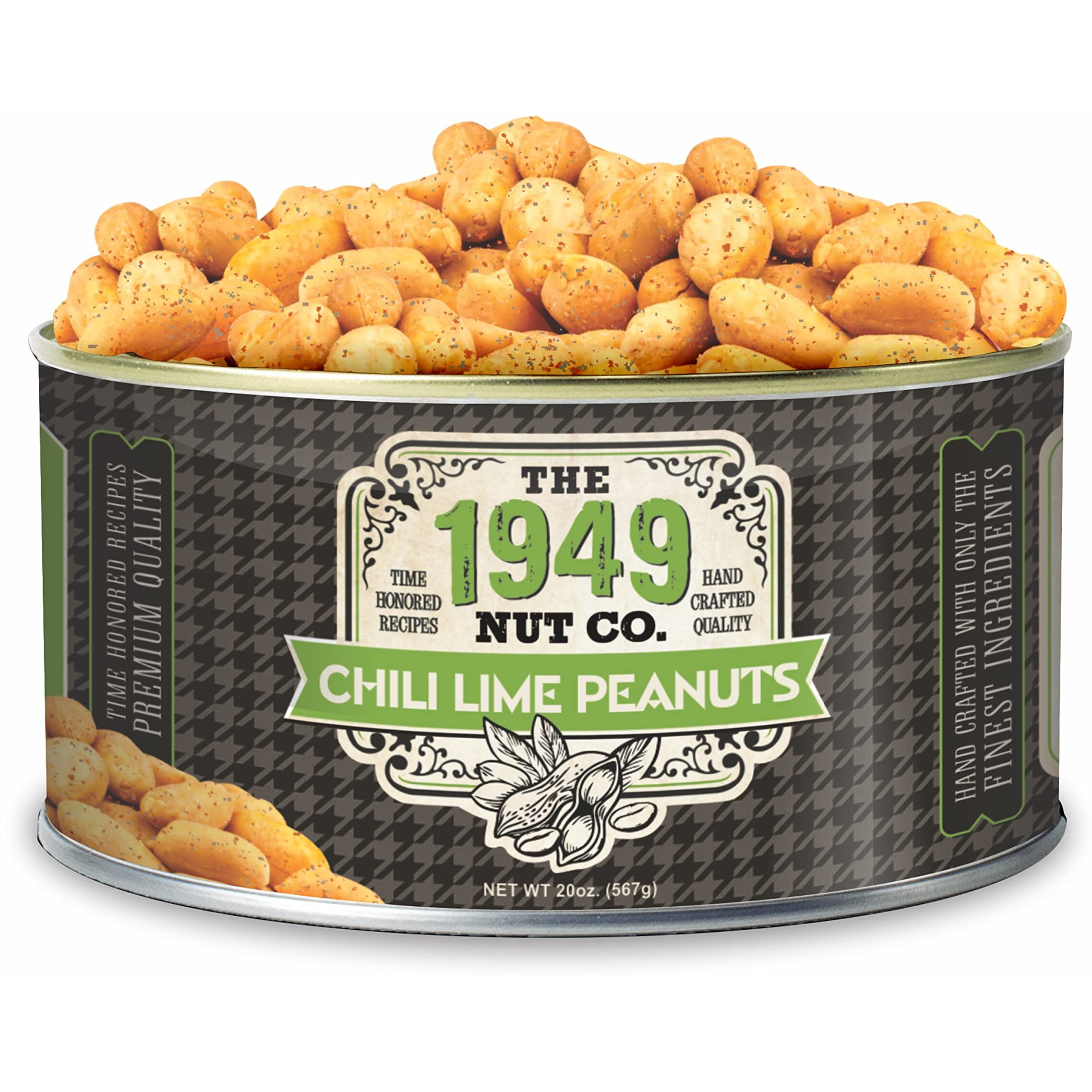 The 1949 Nut Co. Chili Lime Virginia Style Peanuts | Oil Roasted Fried Spicy With A Unique Crispy Crunch Extra-Large, Hand-Cooked In Usa An Old Family Recipe, 20 Oz., Large Can