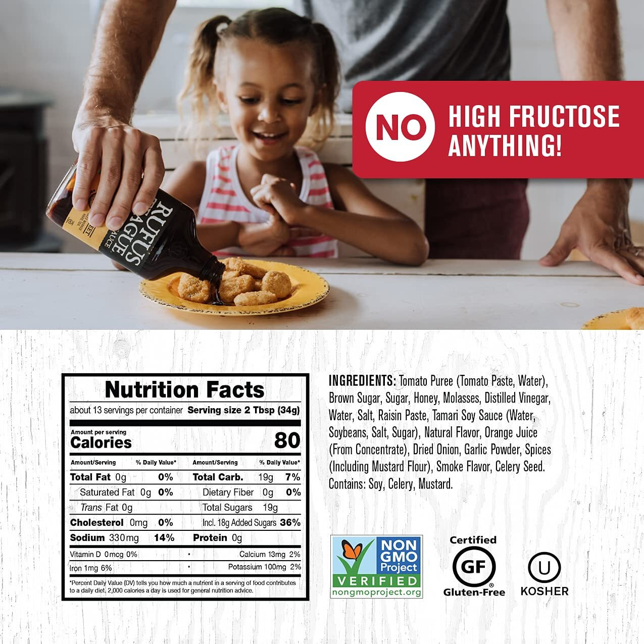 Rufus Teague - Honey Sweet Bbq Sauce - Premium Barbecue Sauce - 15.25 Oz. Bottle