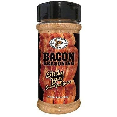 Hi Mountain Bacon Seasoning | Sticky Bun Blend | Elevate Your Bacon | Season Your Bacon Before Cooking | Caramel, Brown Sugar & Butter Create A Decadent Sweetness | Pork, Venison, Deer (5.9Oz)