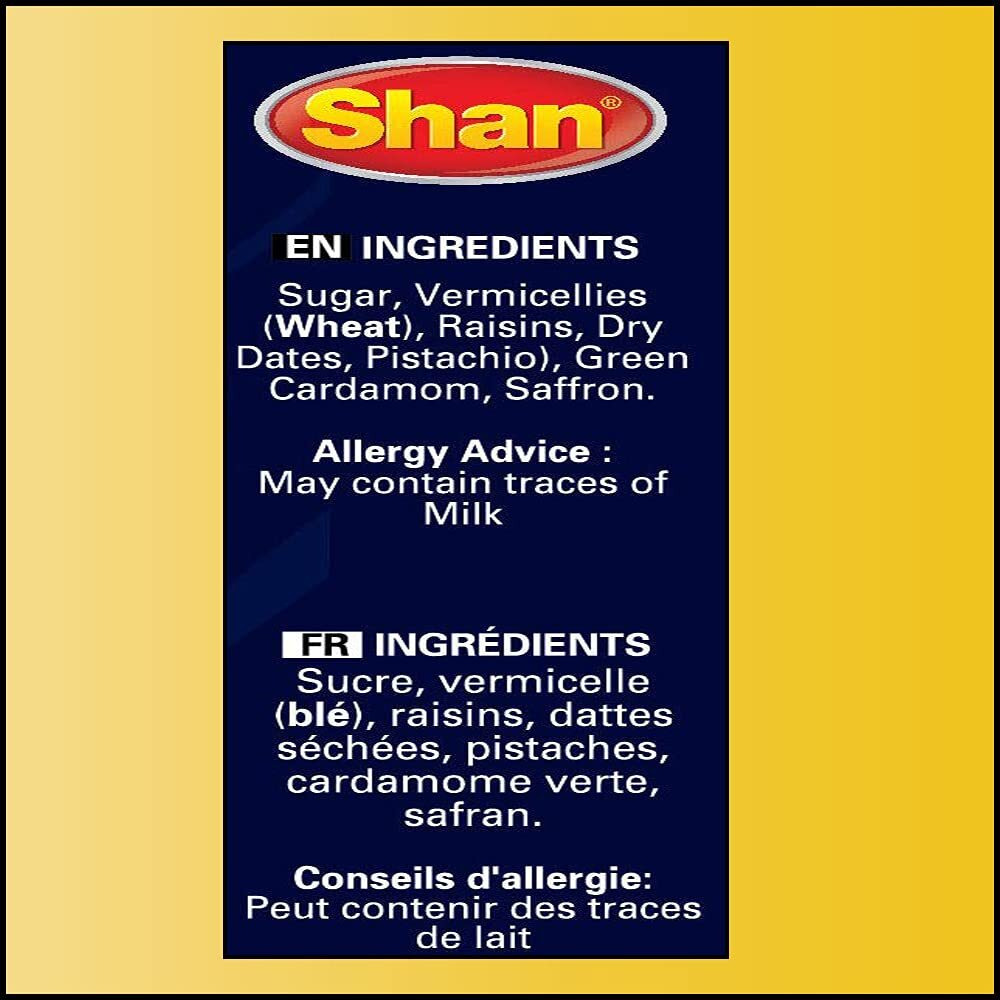 Shan Special Sheer Khurma Traditional Dessert Mix 4.29 Oz (150G) - Powder For Vermicelli, Nuts, Raisin And Milk Pudding - Suitable For Vegetarians - Airtight Bag In A Box